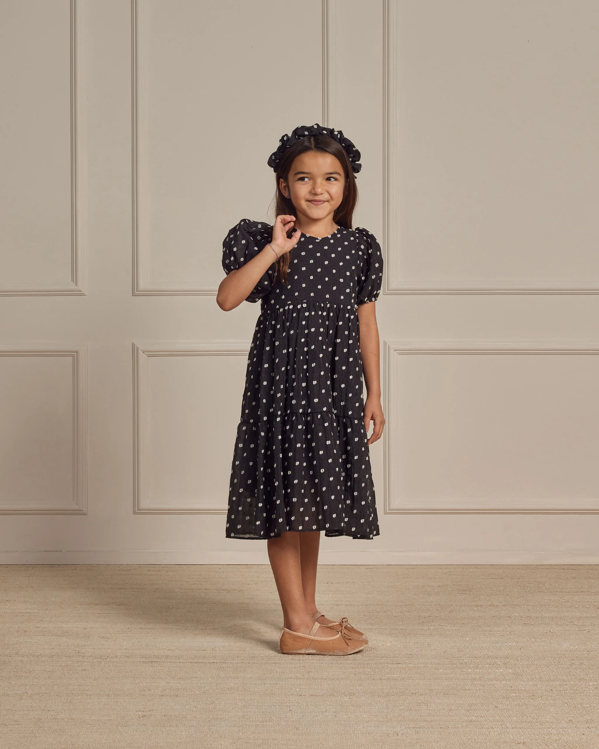 Chloe Dress, Black & Ivory Dot - Image 10