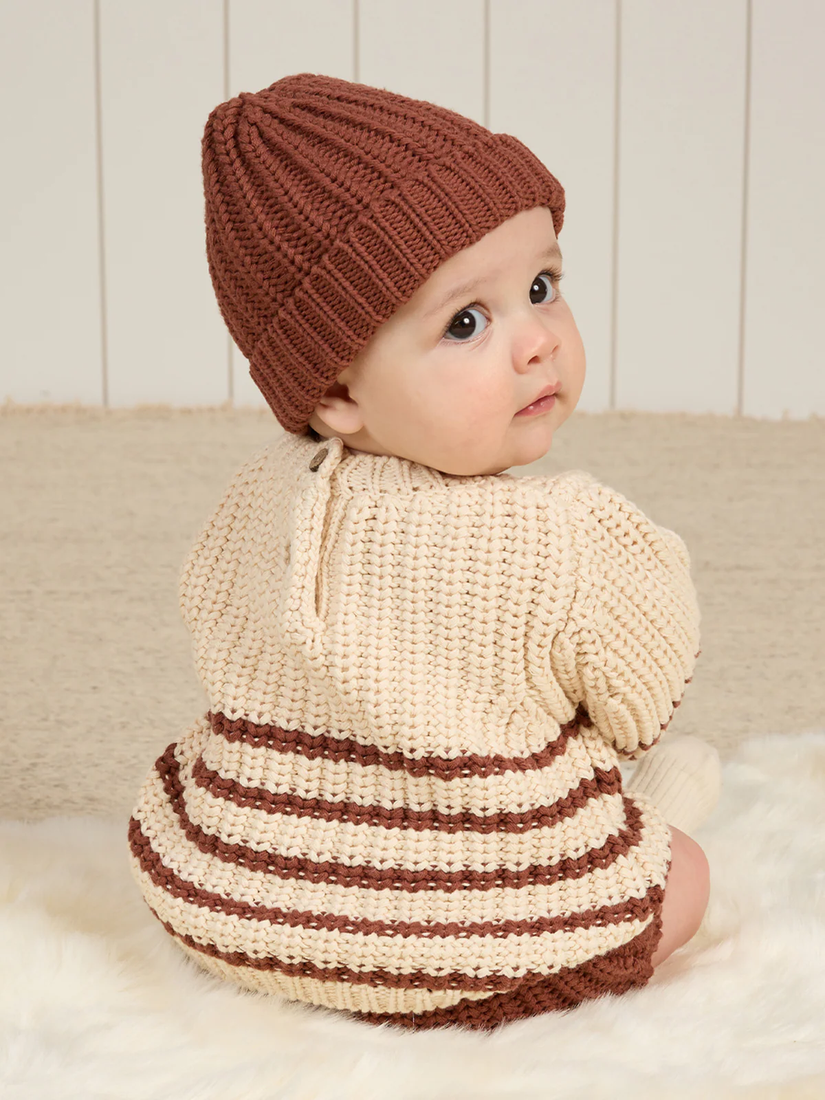 Chunky Knit Beanie, Cranberry - Image 3