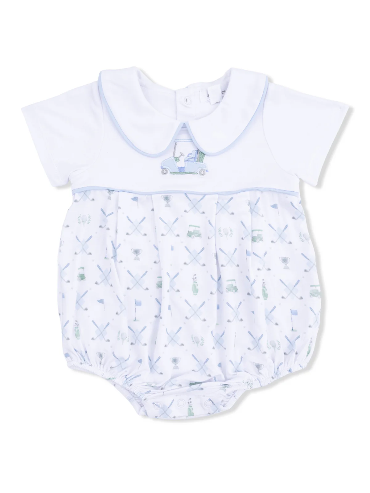 Classic Box Pleat Bubble, Golf Trellis Blue