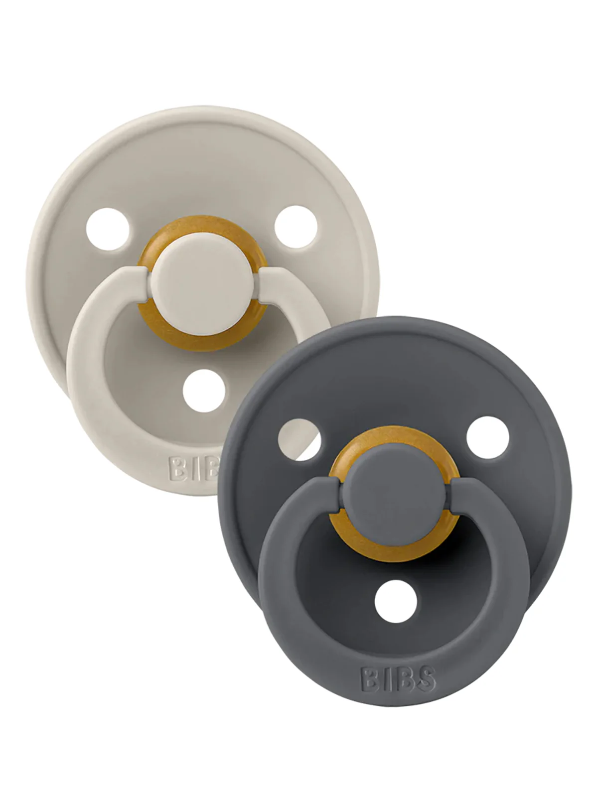 Colour Round Natural Rubber Latex Pacifier 2 Pack, Sand/Iron
