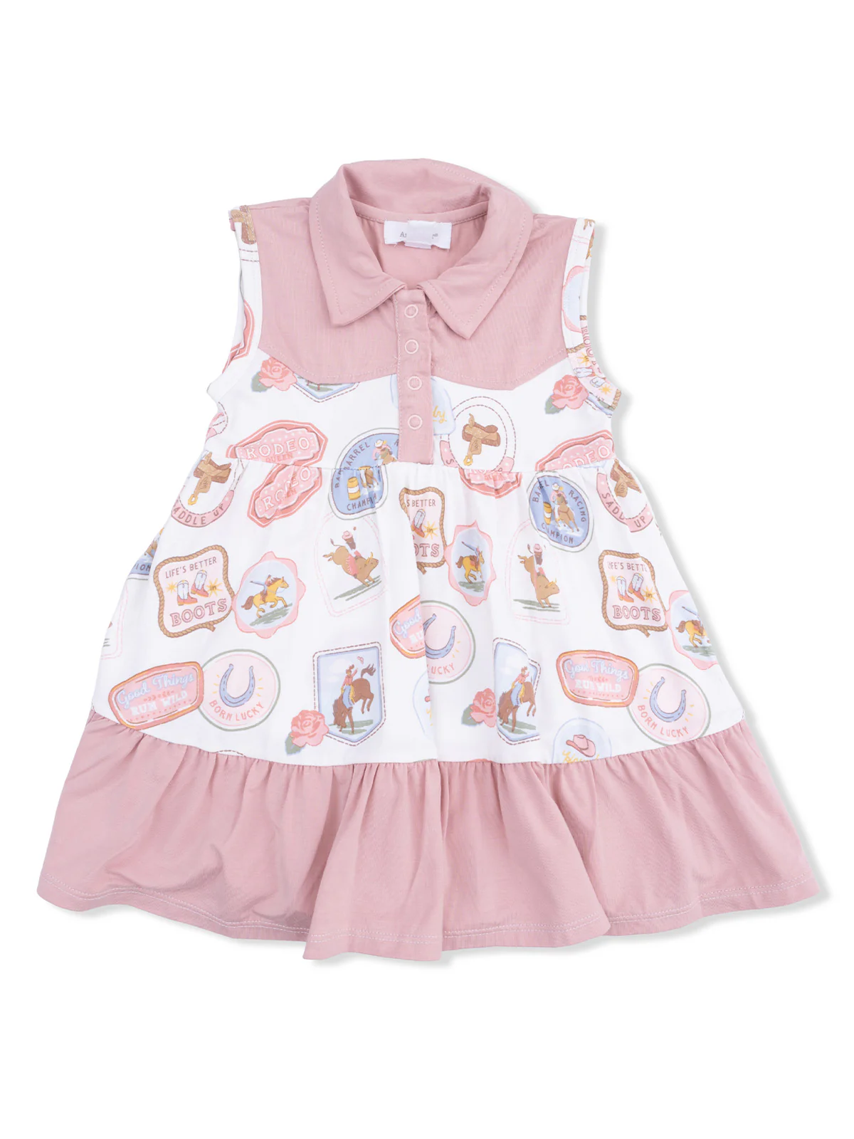 Cowboy Bodysuit Dress, Rodeo Patches Pink