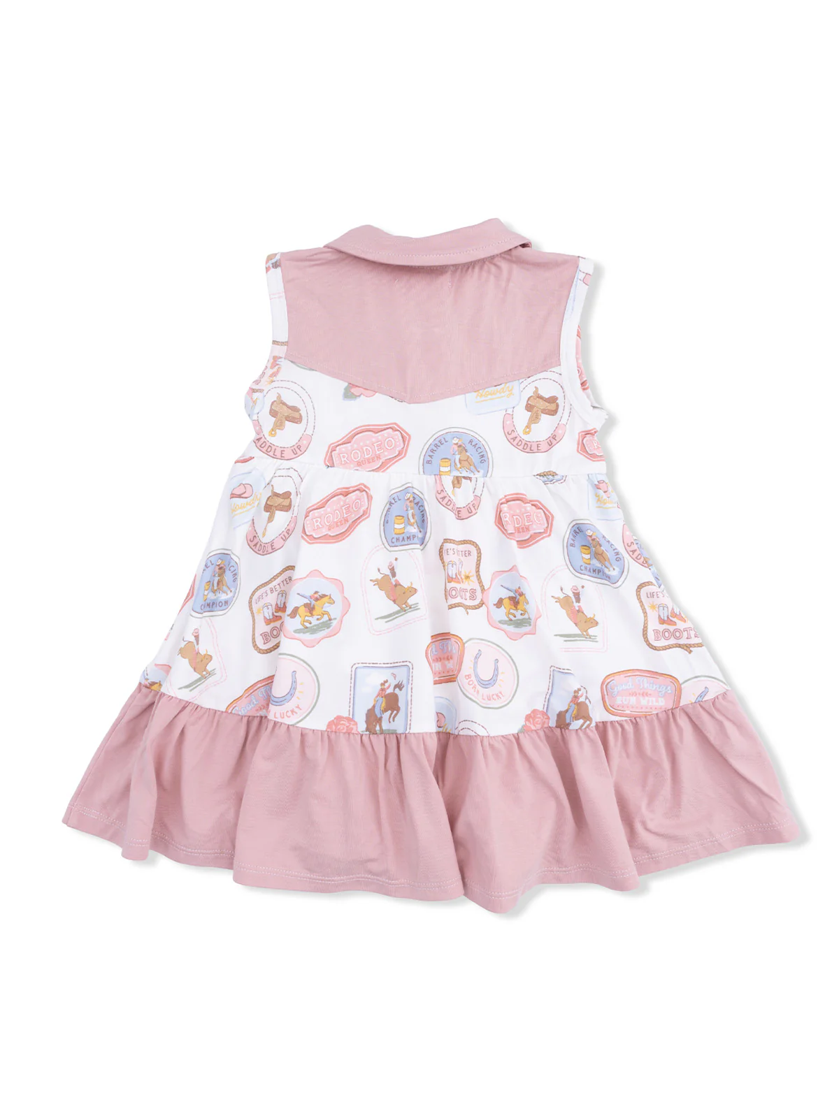 Cowboy Bodysuit Dress, Rodeo Patches Pink - Image 2