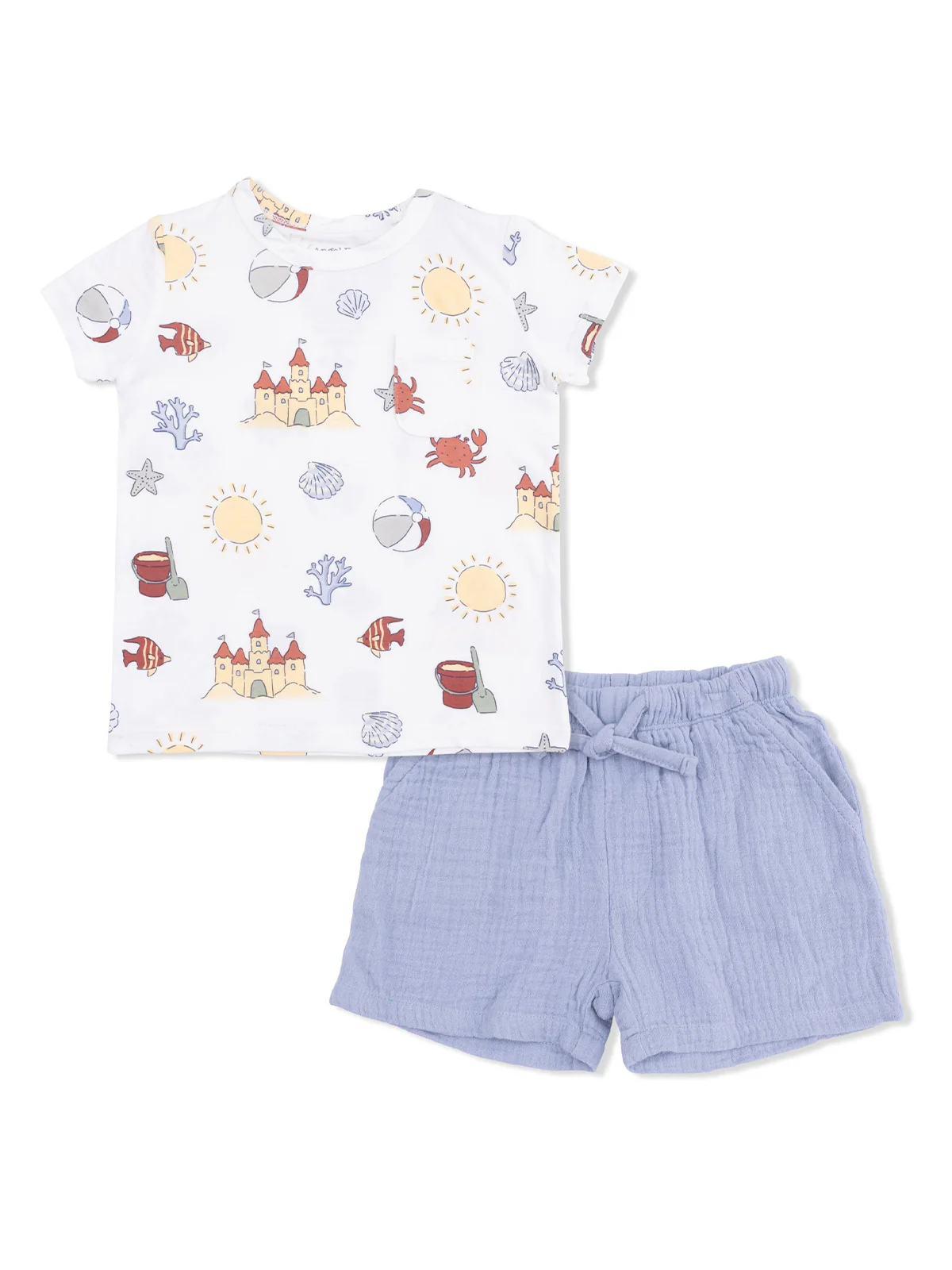 Crew Neck Tee & Casual Short, Sunny Sandcastles