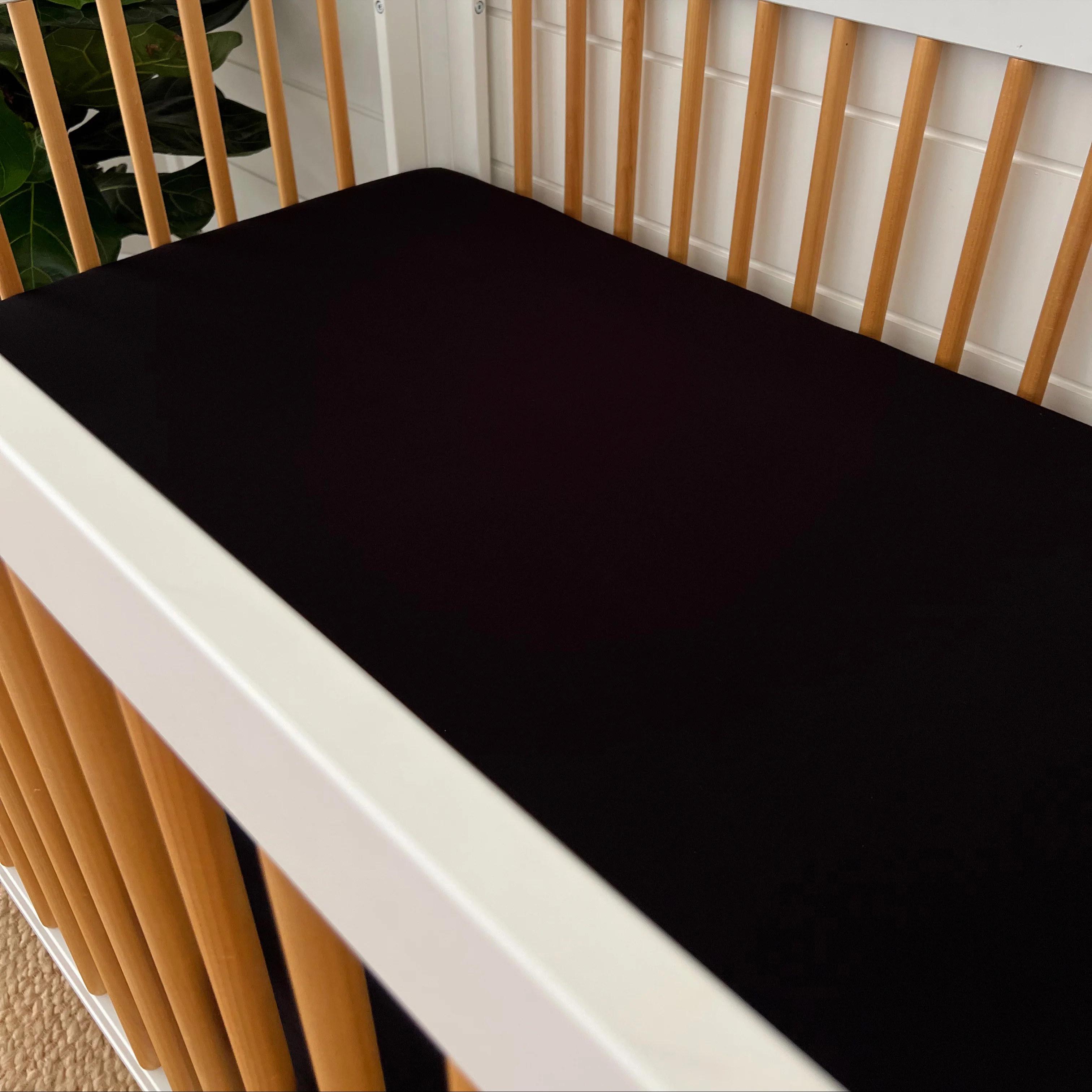 Stretch Crib Sheet, Black - Image 2