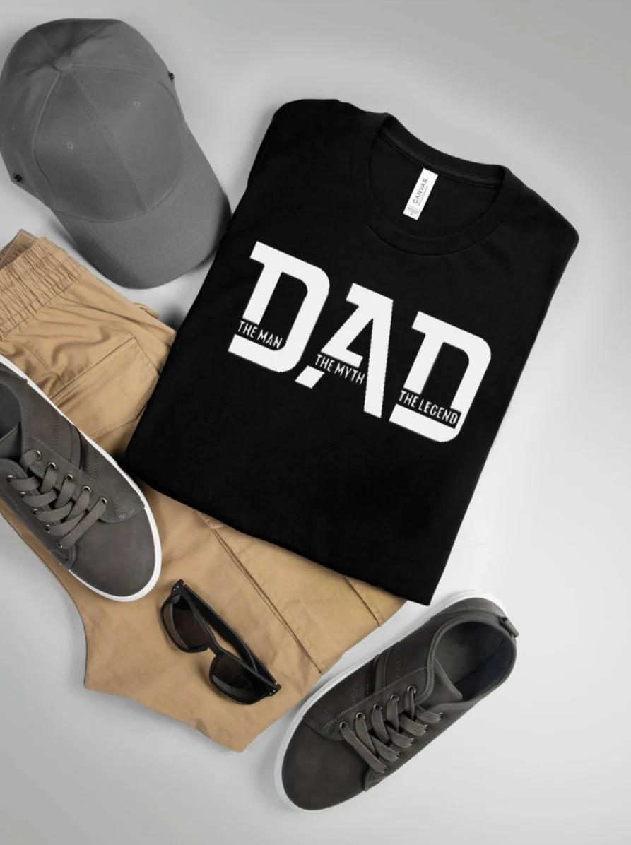 Dad The Legend Men's Graphic Tee, Black