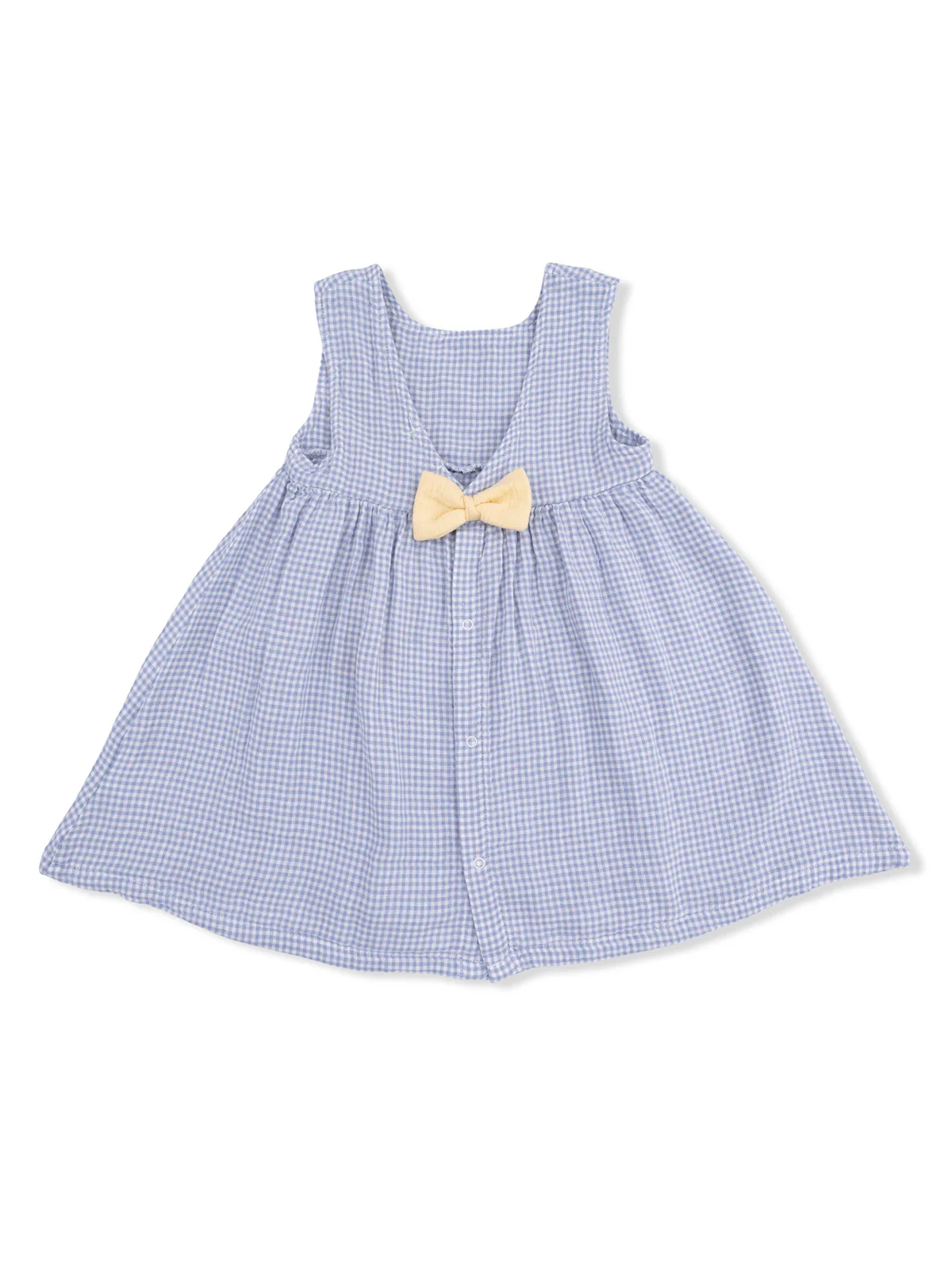 Dress with Bow & Bloomer, Micro Gingham Blue - Image 2