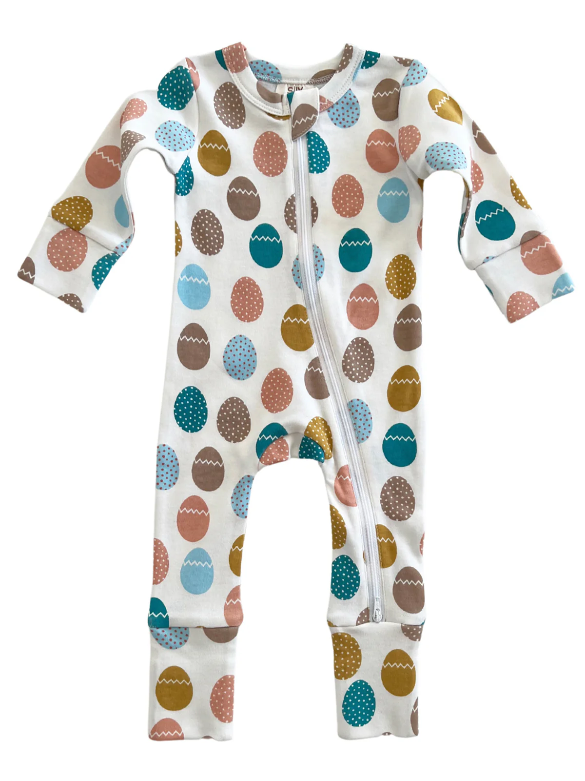 Easter Egg Hunt / Organic 2-Way Zip Romper - Image 2