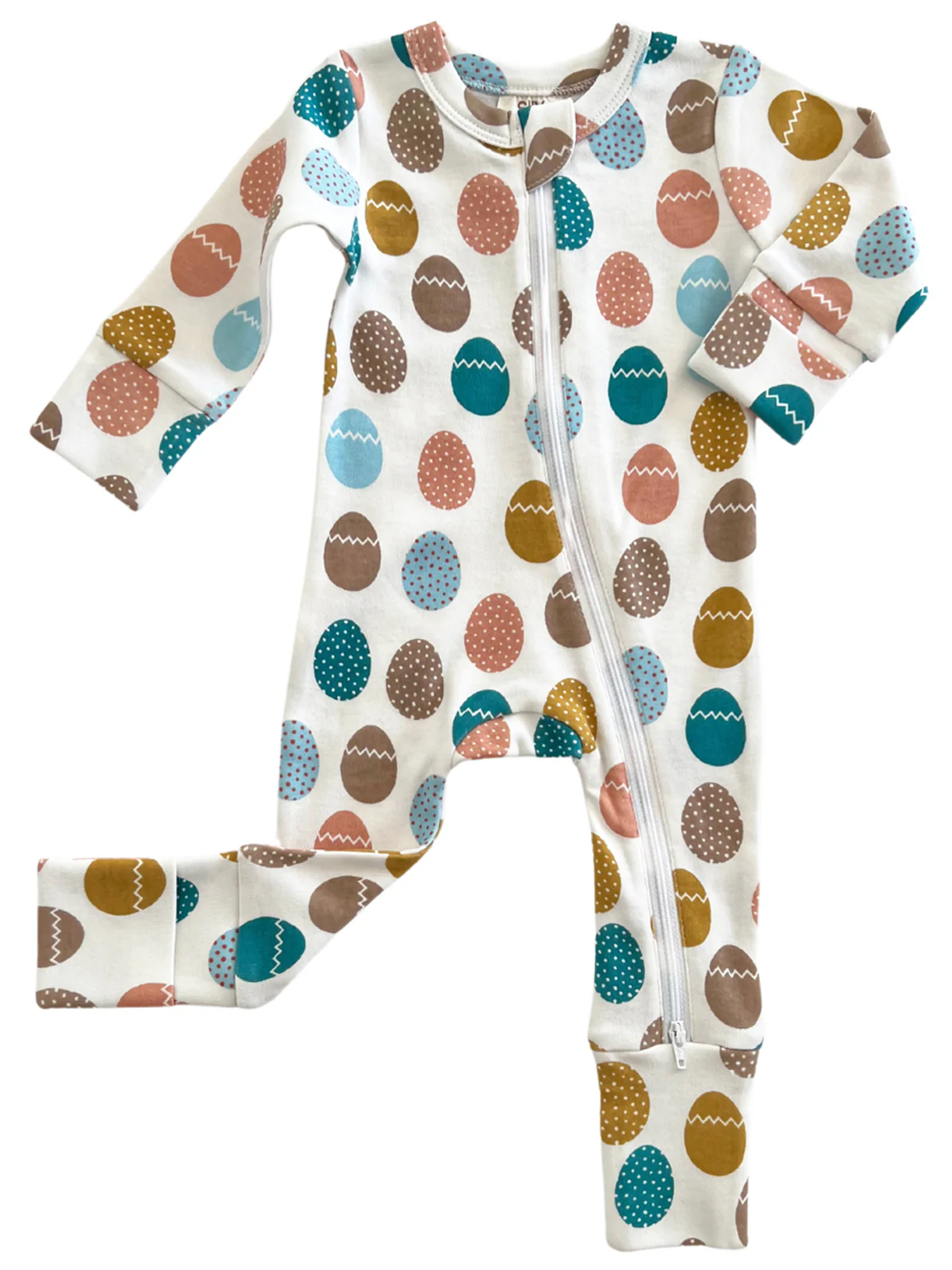 Easter Egg Hunt / Organic 2-Way Zip Romper - Image 3