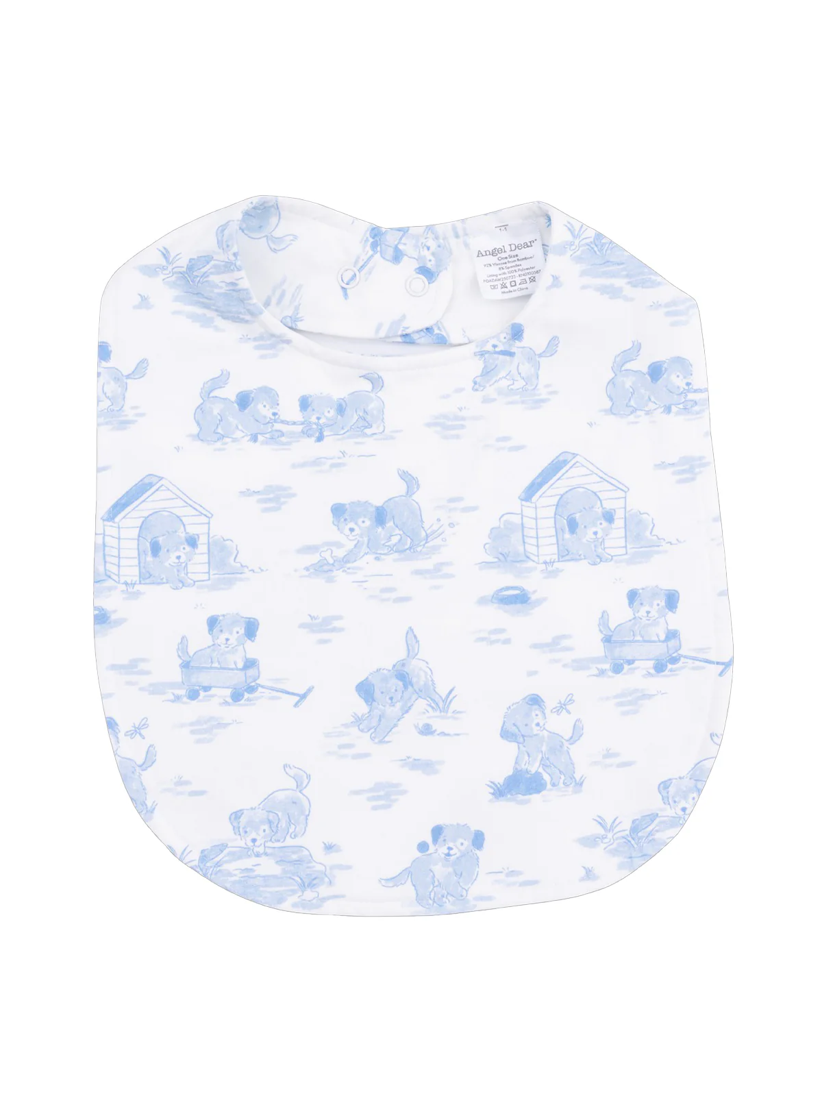 Feeding Bib, Puppy Toile Blue