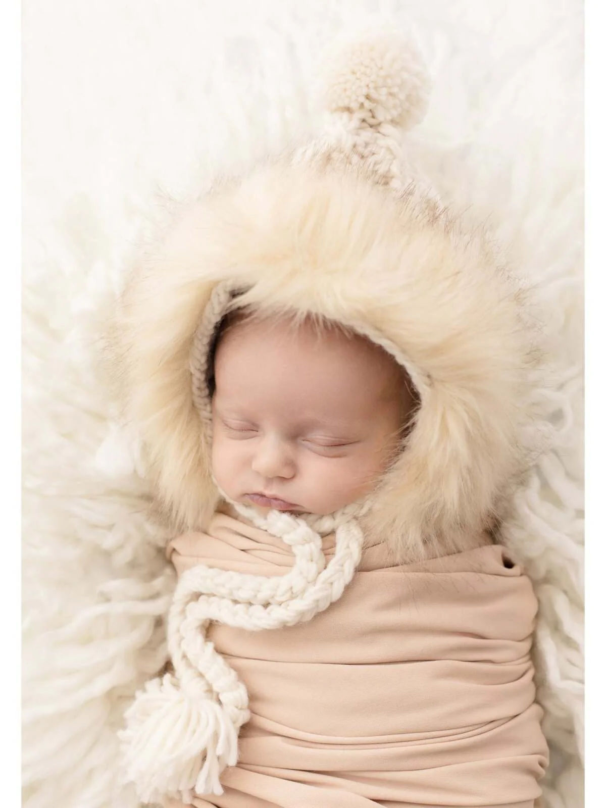 Fur Trimmed Bonnet, Natural - Image 2