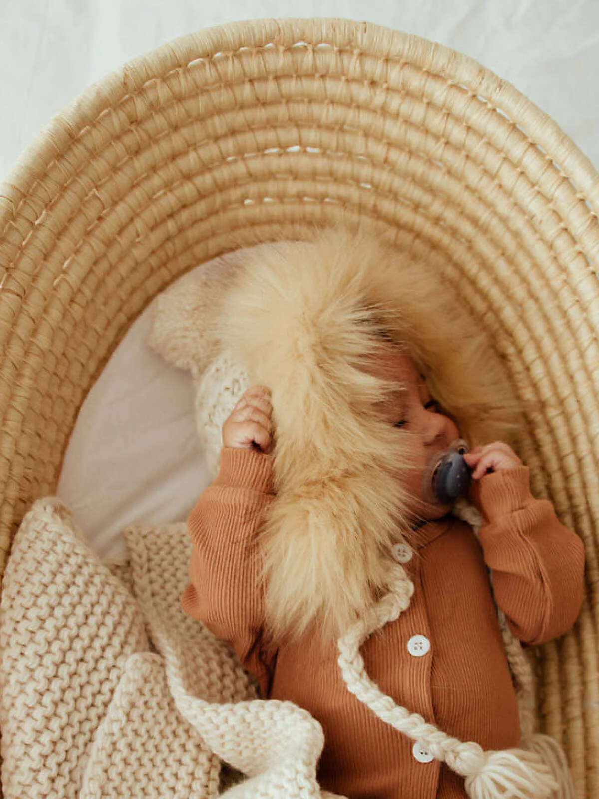 Fur Trimmed Bonnet, Natural - Image 4