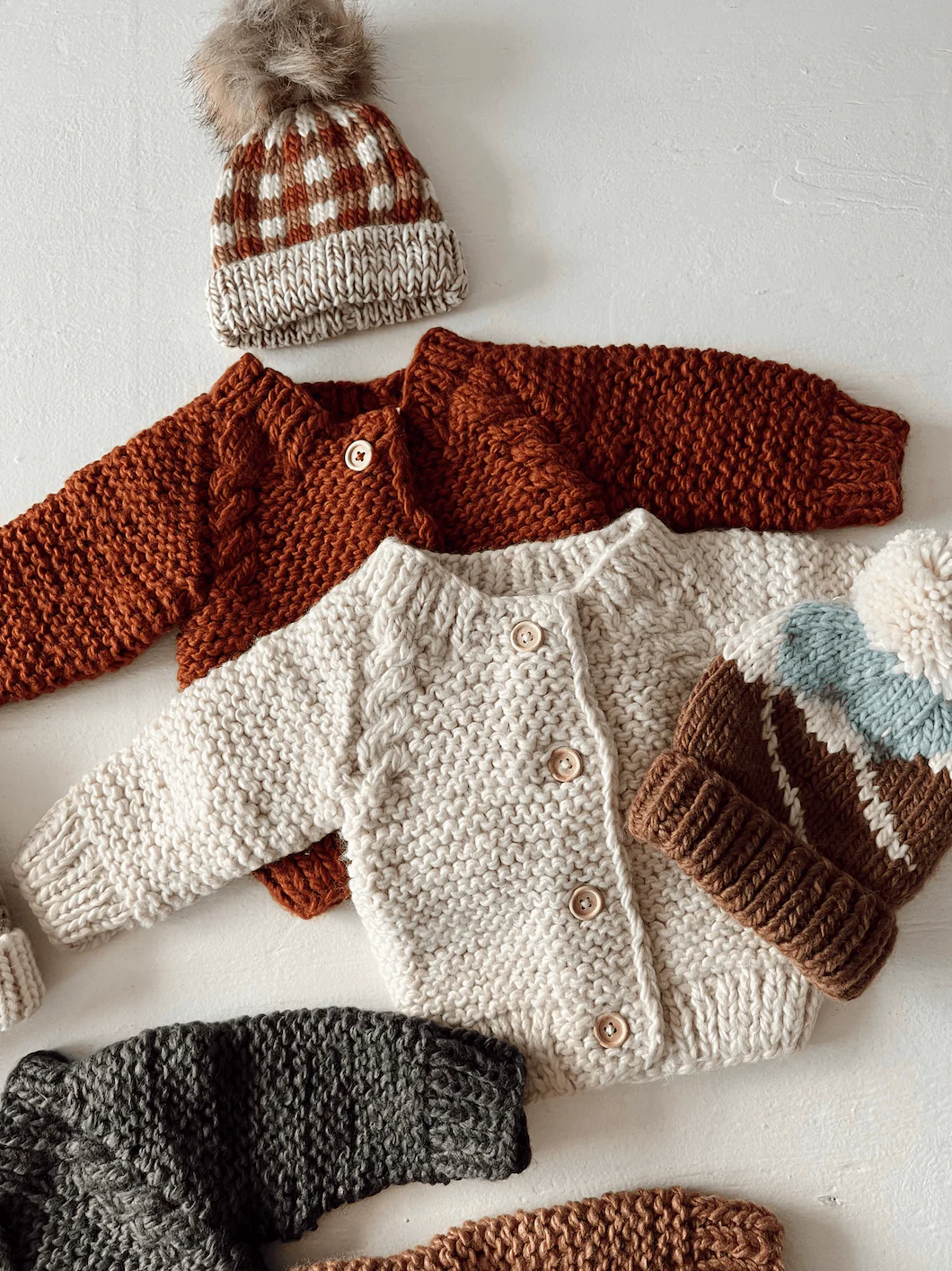 Garter Stitch Cardigan Sweater, Chili - Image 3