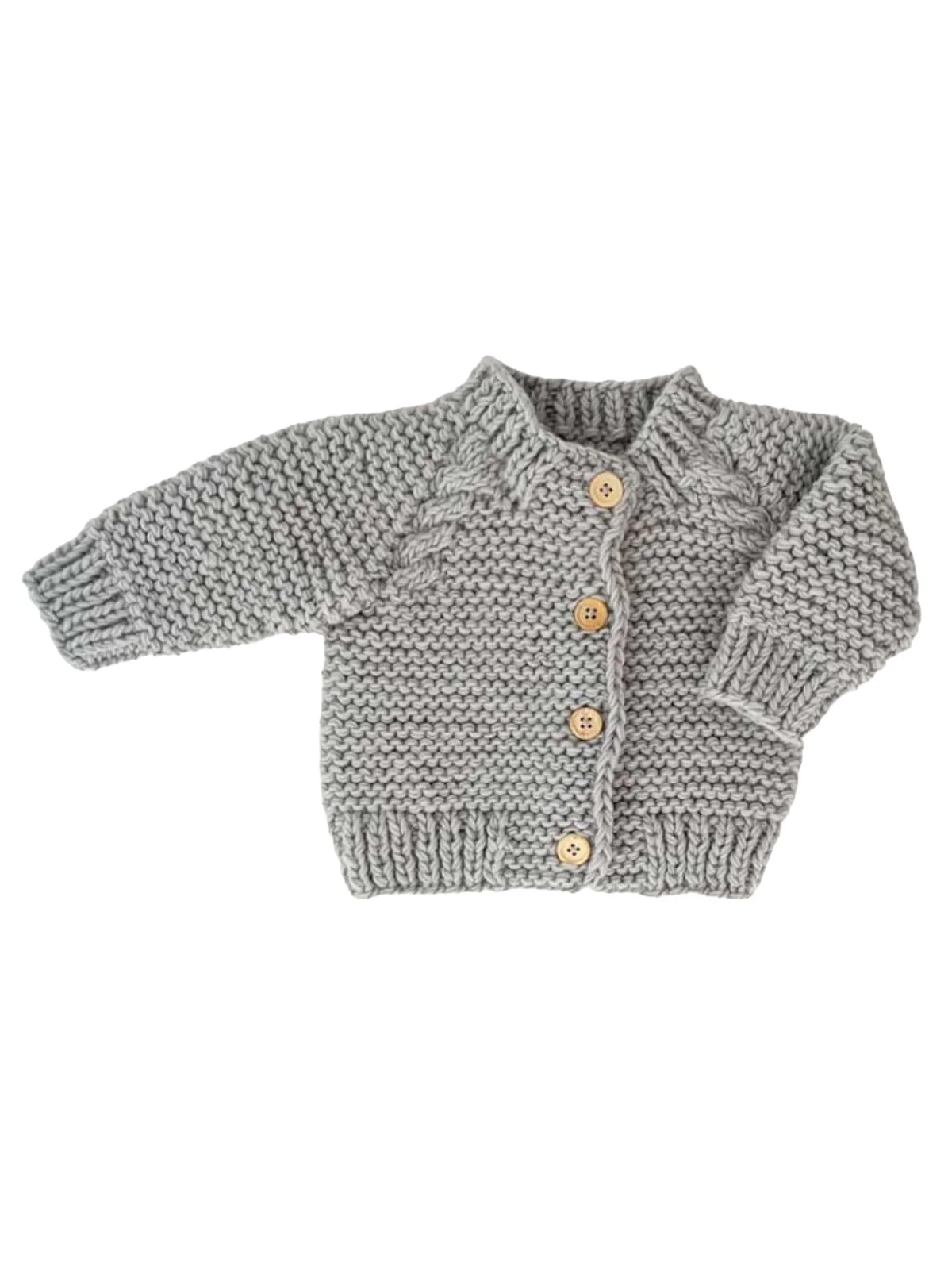 Garter Stitch Cardigan Sweater, Ice Grey - Image 4