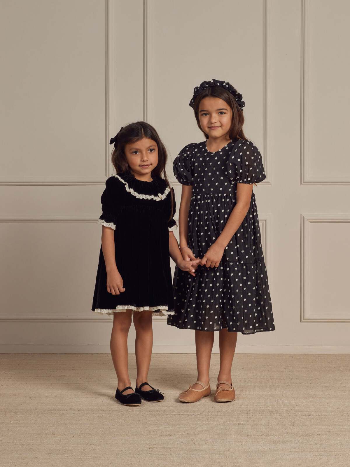 Gathered Headband, Black & Ivory Dot - Image 7