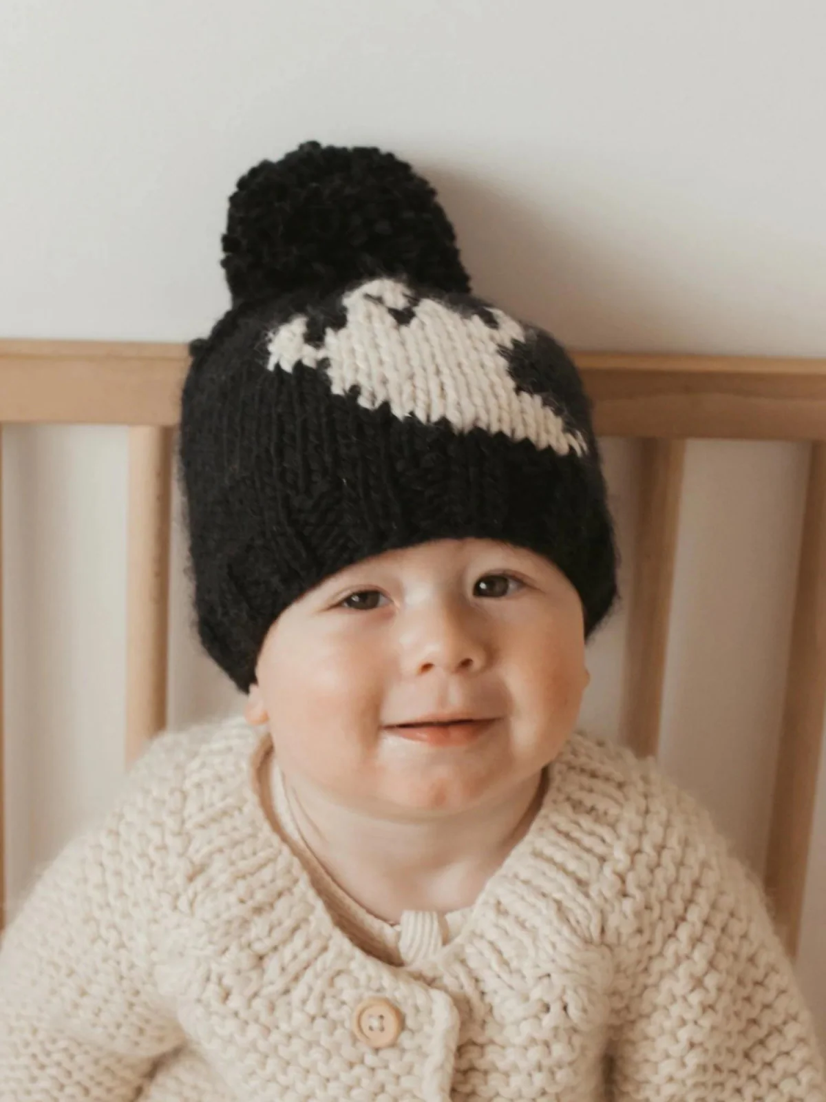 Ghost Knit Pom Hat, Black - Image 3