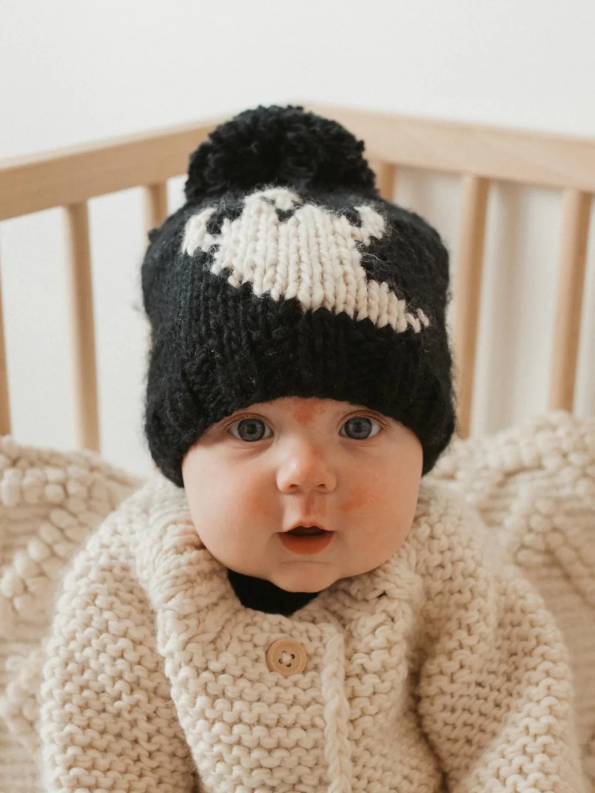 Ghost Knit Pom Hat, Black - Image 4