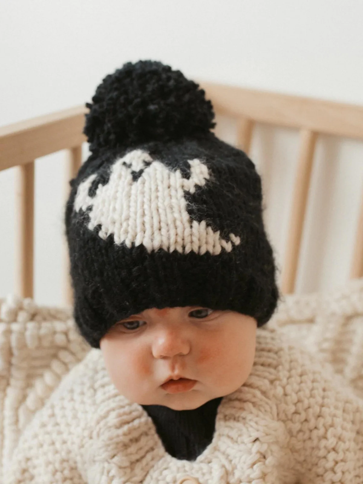 Ghost Knit Pom Hat, Black - Image 5