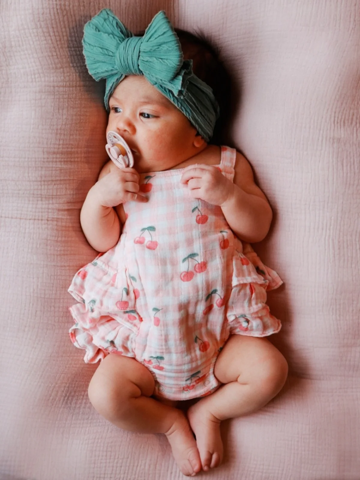 Gingham Cherries / Muslin Ruffle Sunsuit - Image 4