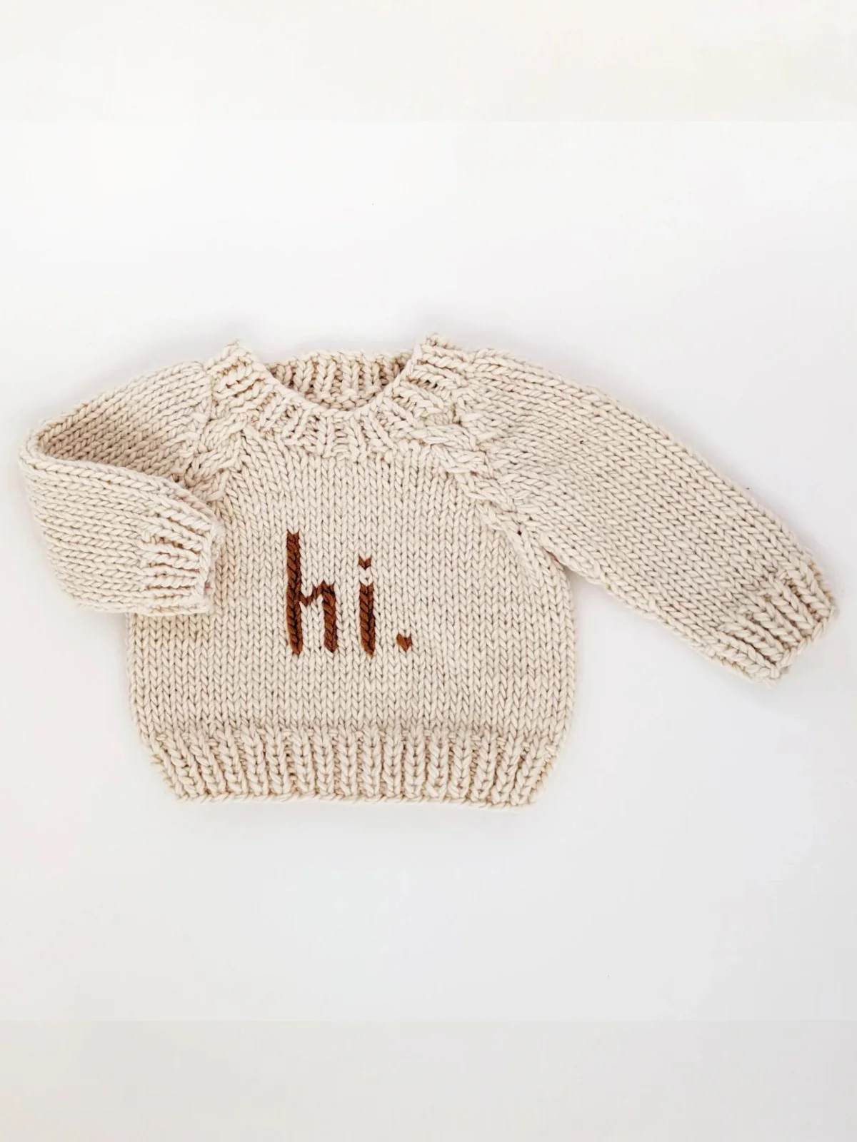 Hi. Crew Neck Knit Sweater, Pecan - Image 2
