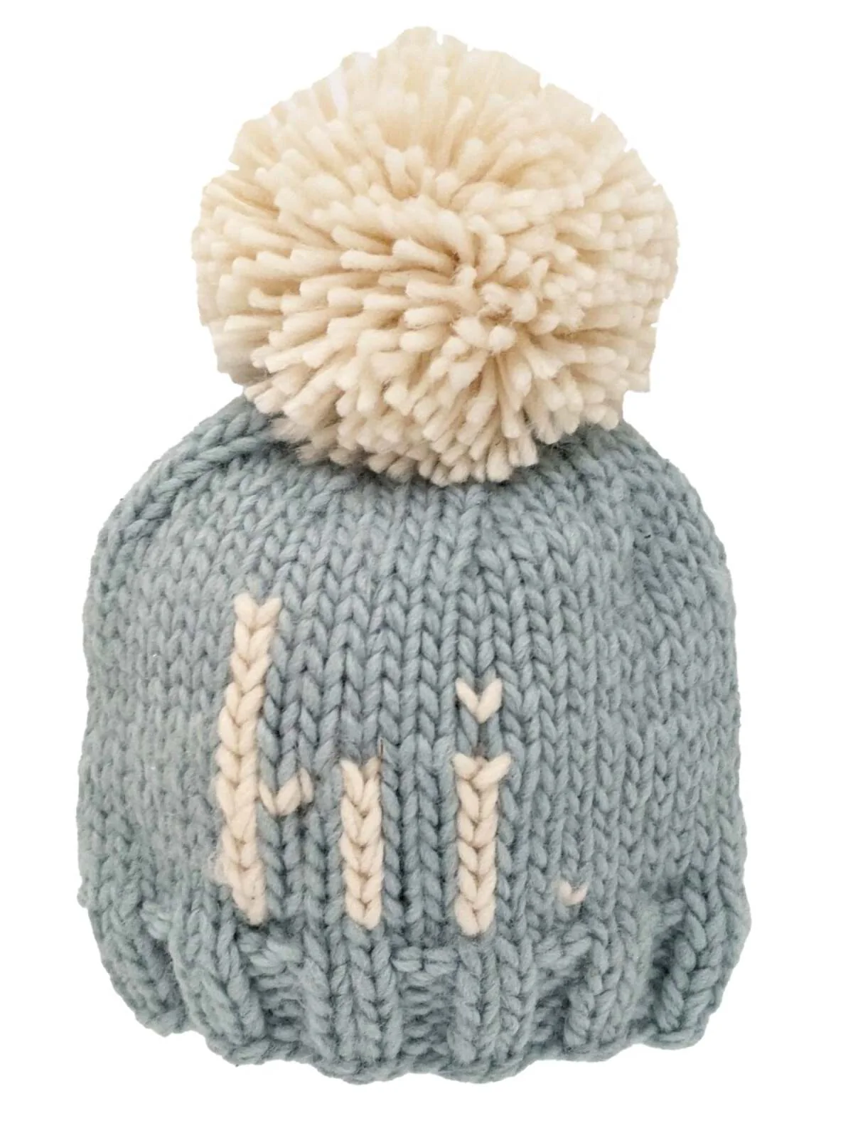 "Hi." Knit Beanie, Surf Blue - Image 2