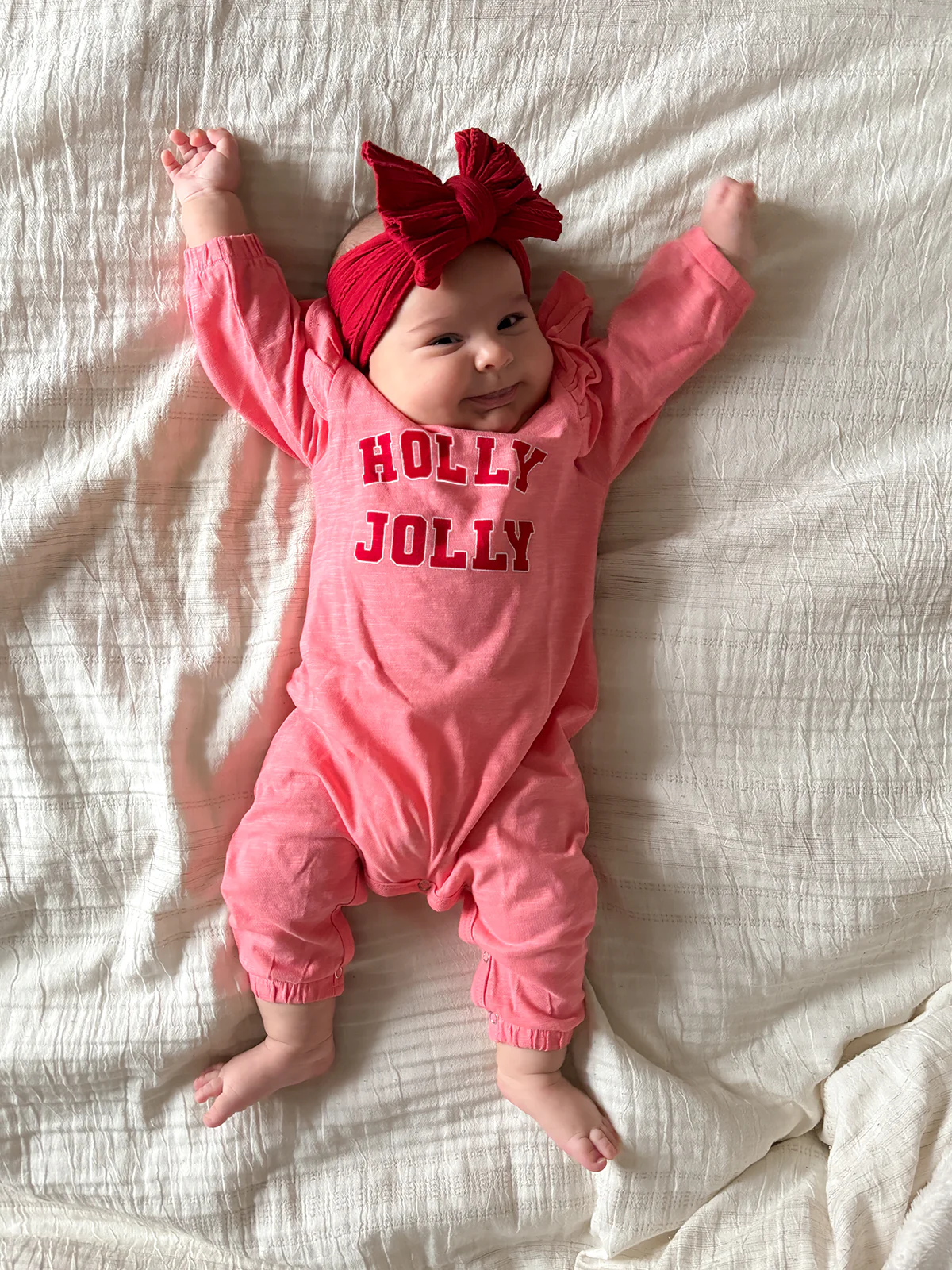 Holly Jolly / Organic Long Sleeve Ruffle Jumpsuit