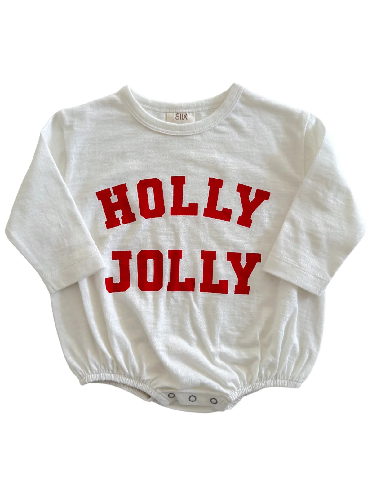 Holly Jolly White / Organic Long Sleeve T-Shirt Bubble - Image 2