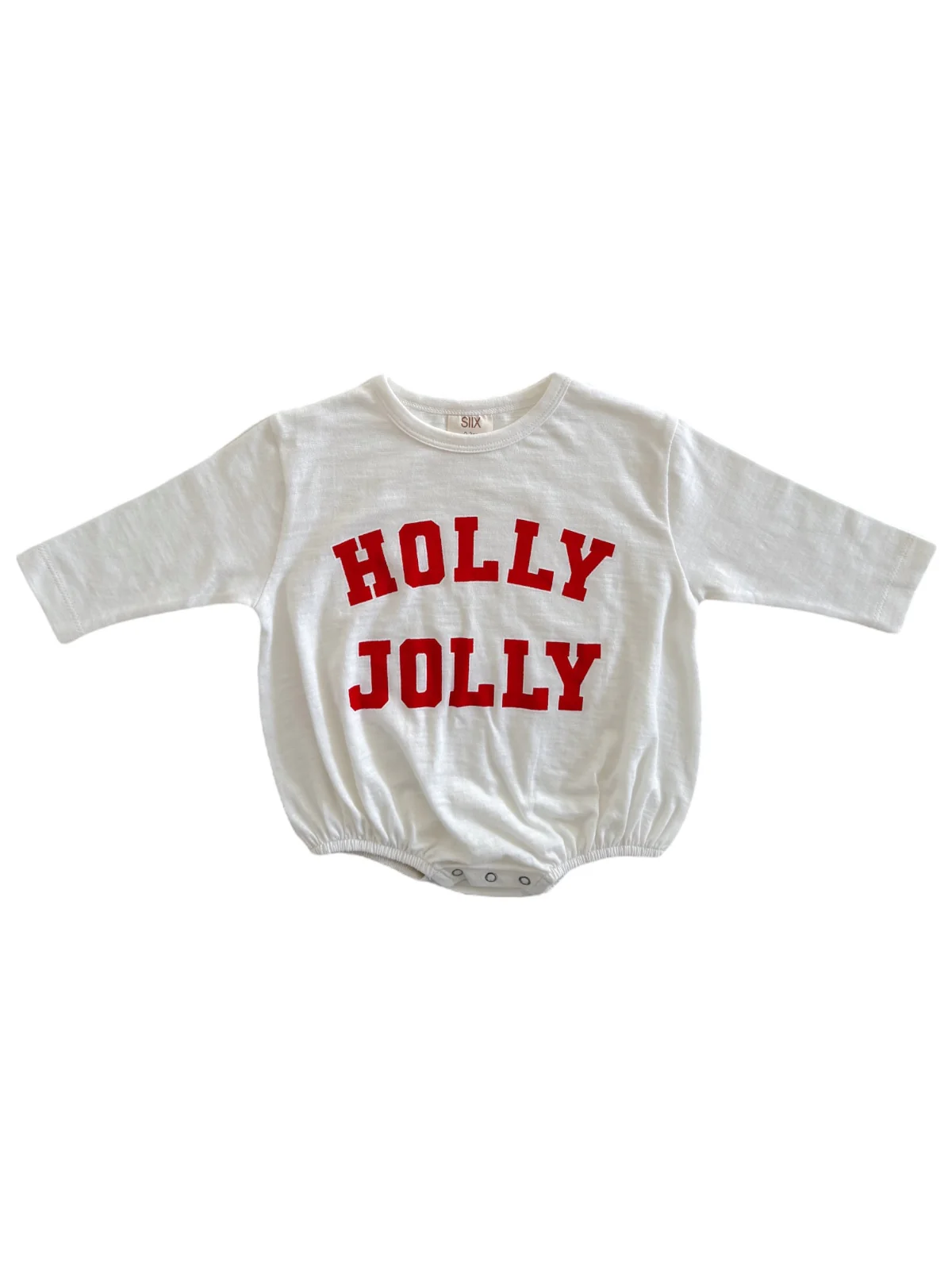Holly Jolly White / Organic Long Sleeve T-Shirt Bubble - Image 3