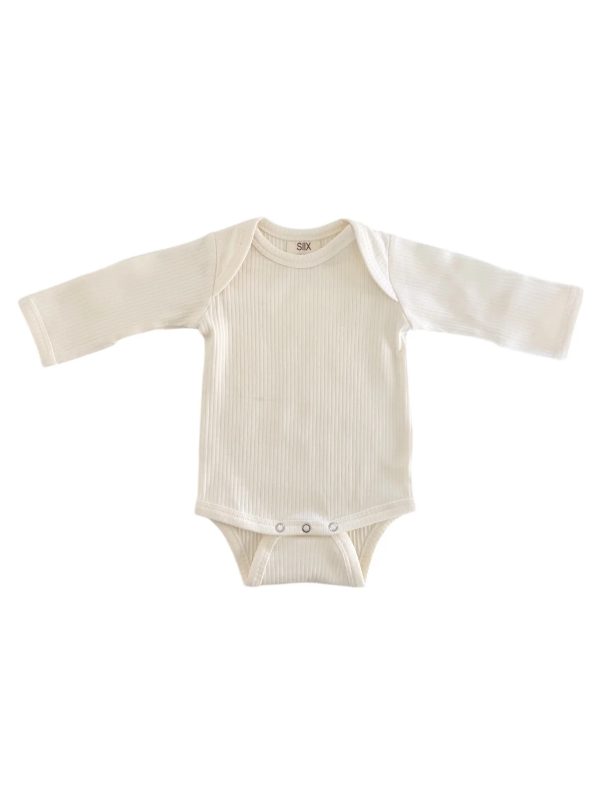 Ivory / Organic Ribbed Long Sleeve Bodysuit - Image 2