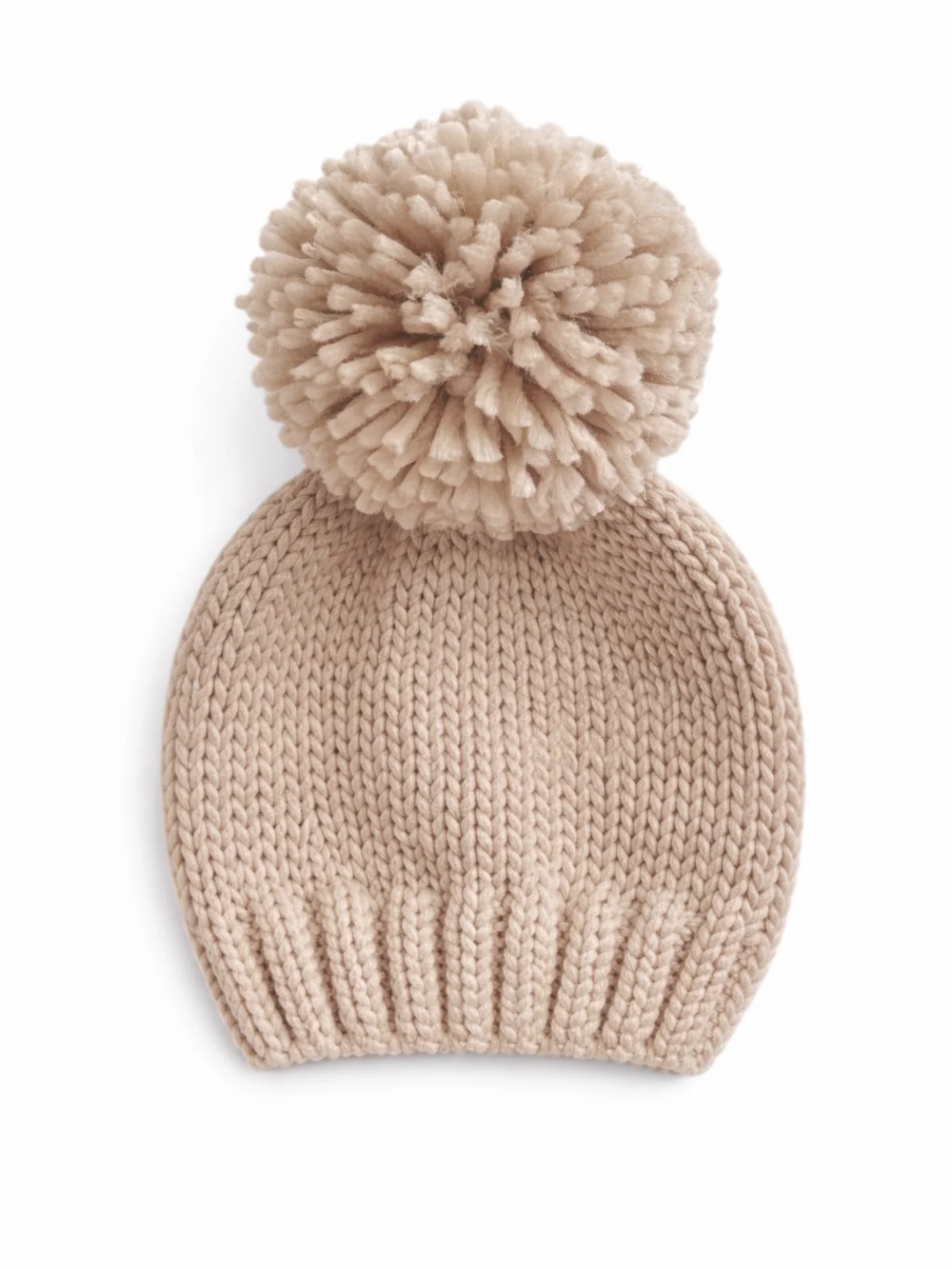 Jumbo Pom Knit Hat, Oat
