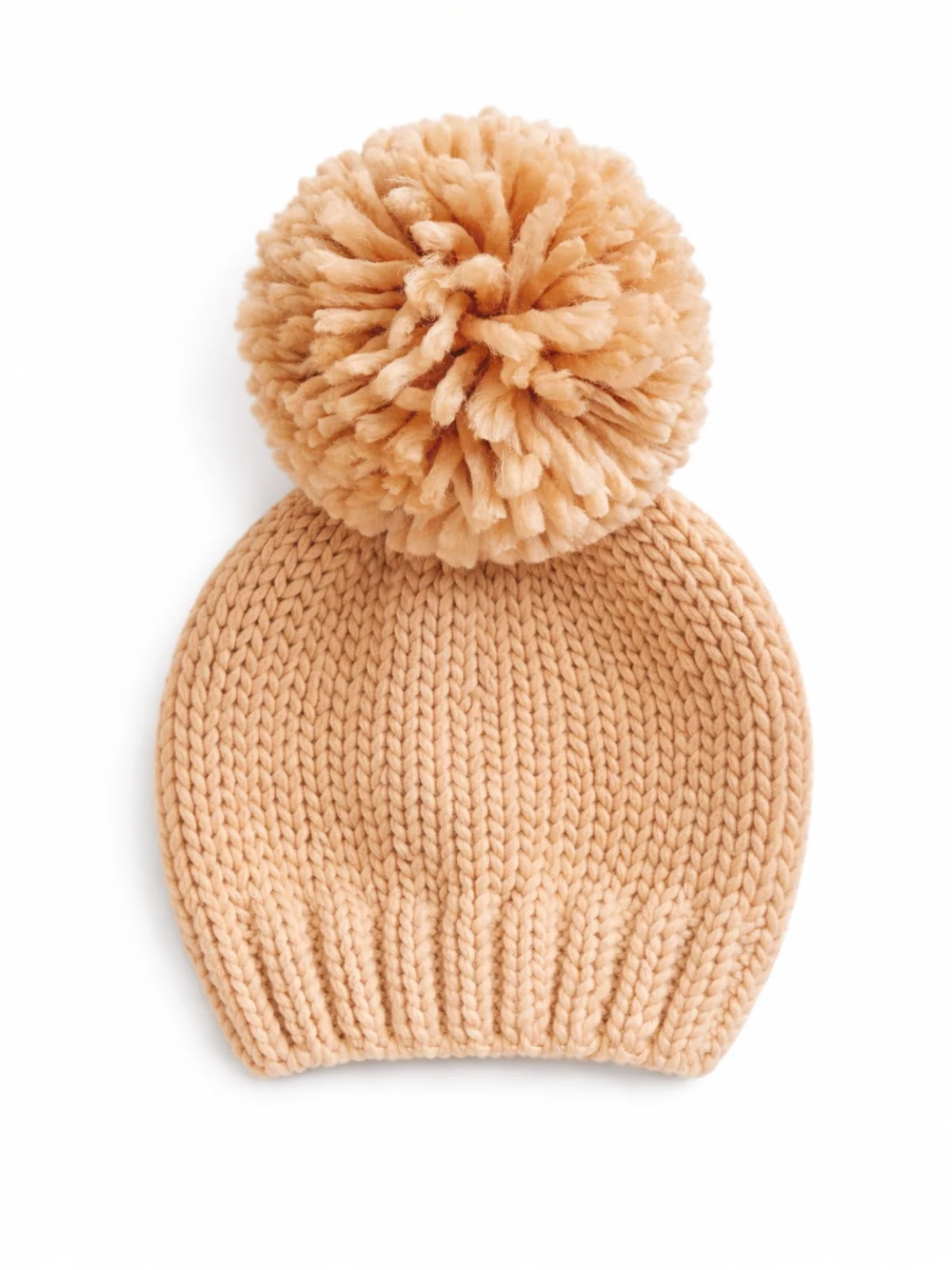 Jumbo Pom Knit Hat, Tan