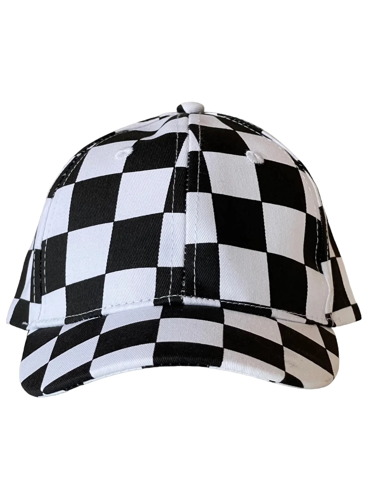 Kids Baseball Hat, Black Checkerboard