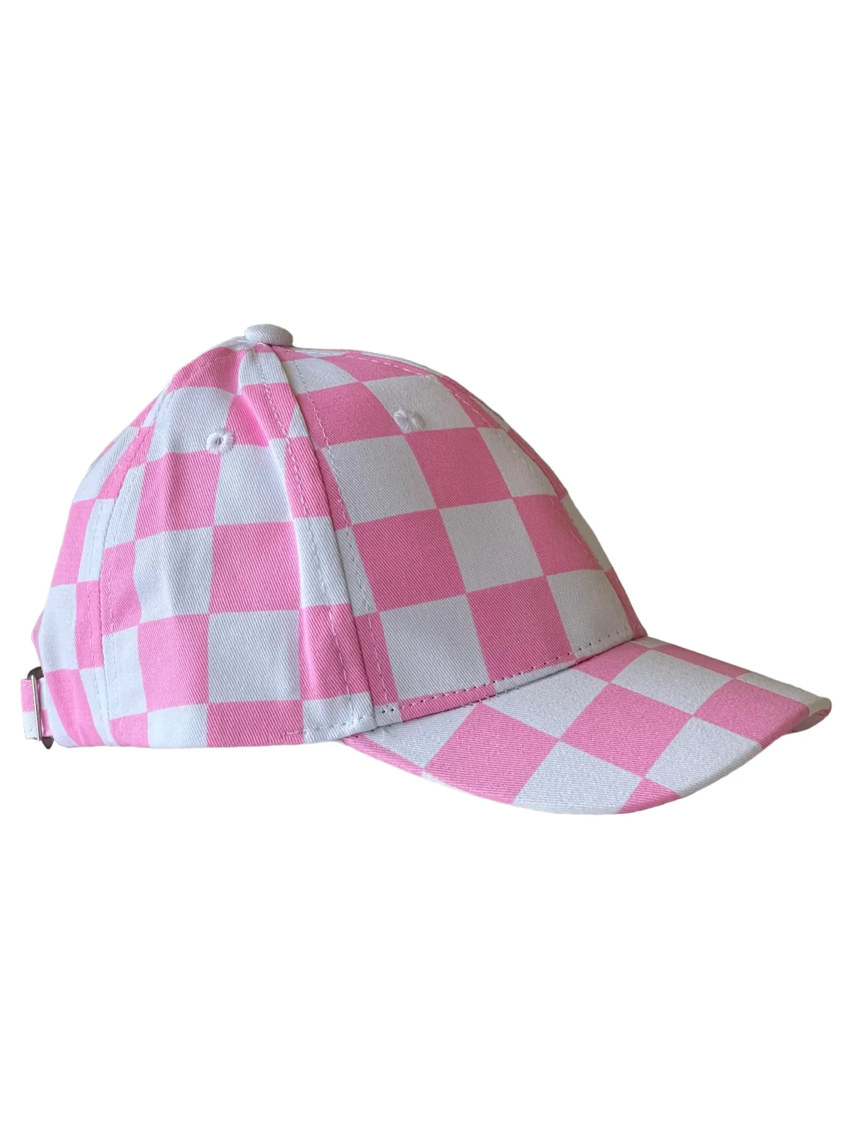 Kids Baseball Hat, Pink Checkerboard - Image 2