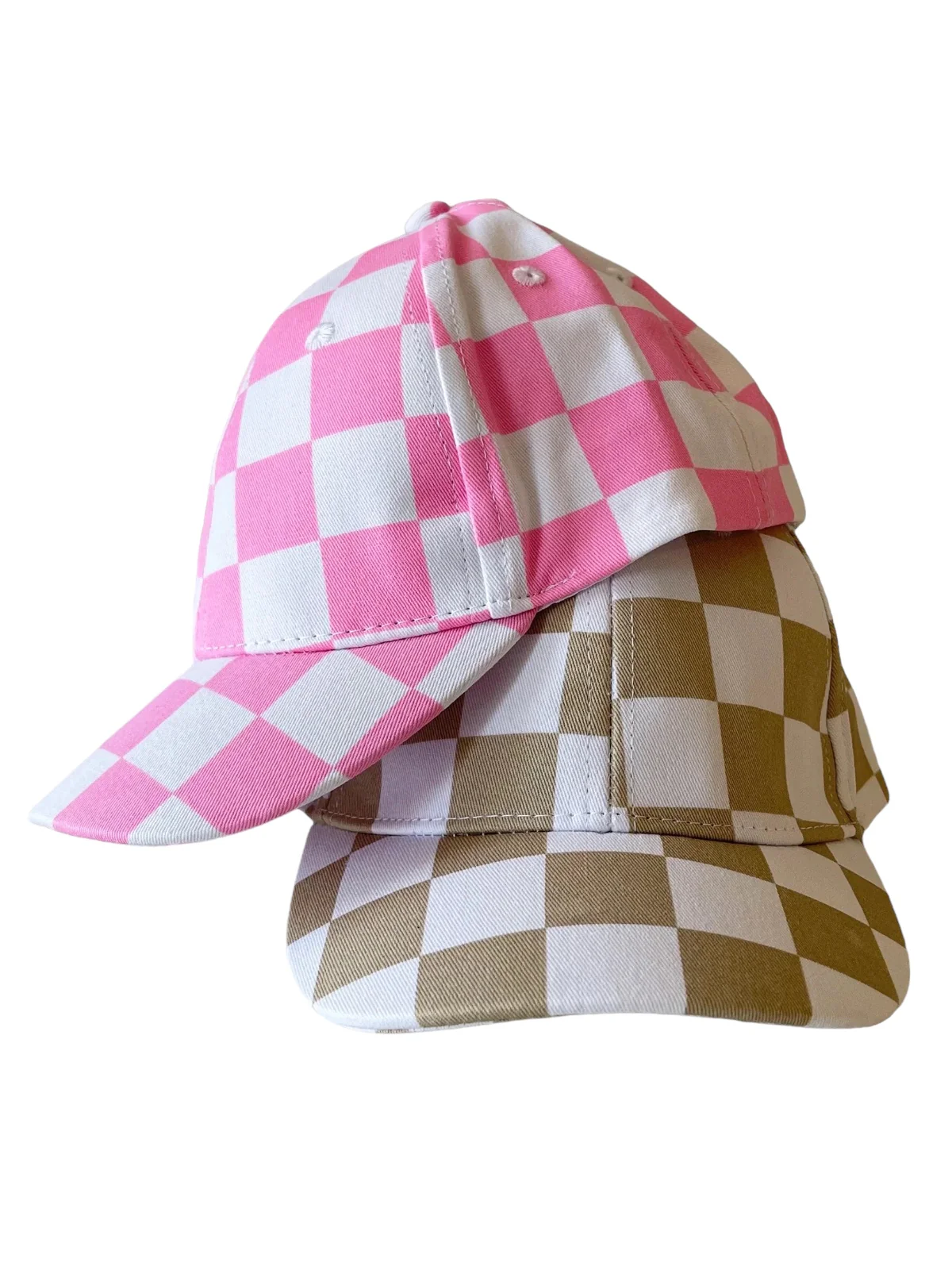 Kids Baseball Hat, Pink Checkerboard - Image 3
