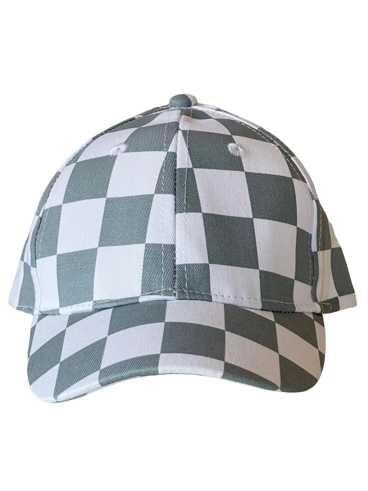 Kids Baseball Hat, Stone Blue Checkerboard