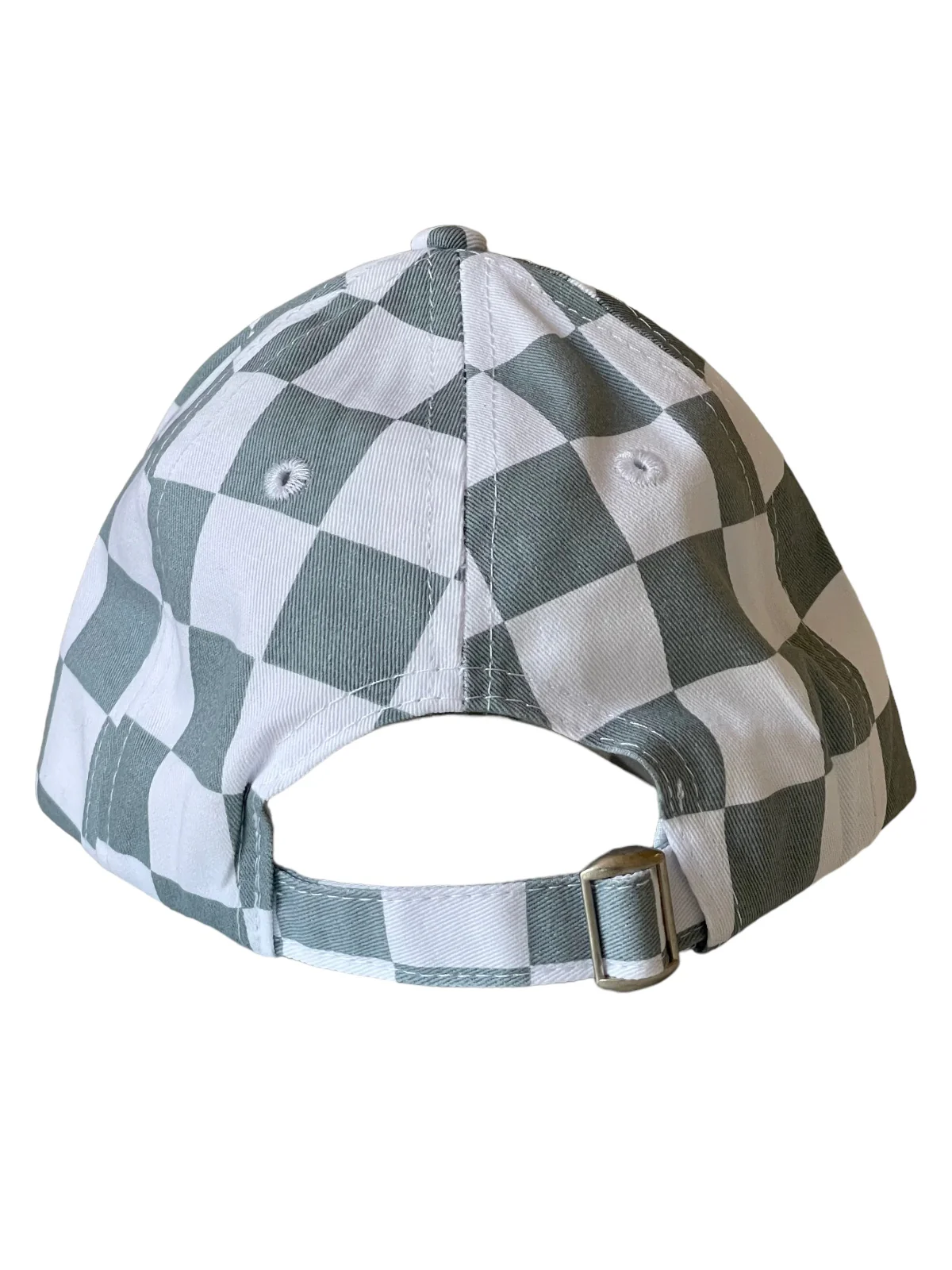 Kids Baseball Hat, Stone Blue Checkerboard - Image 2