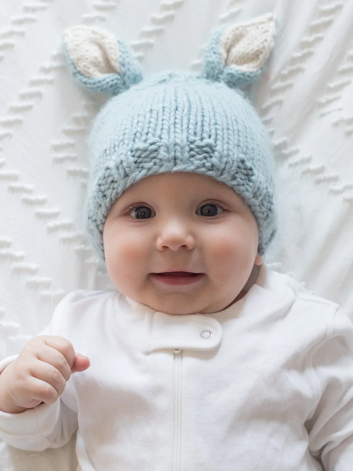 Knit Bunny Hat, Blue - Image 2