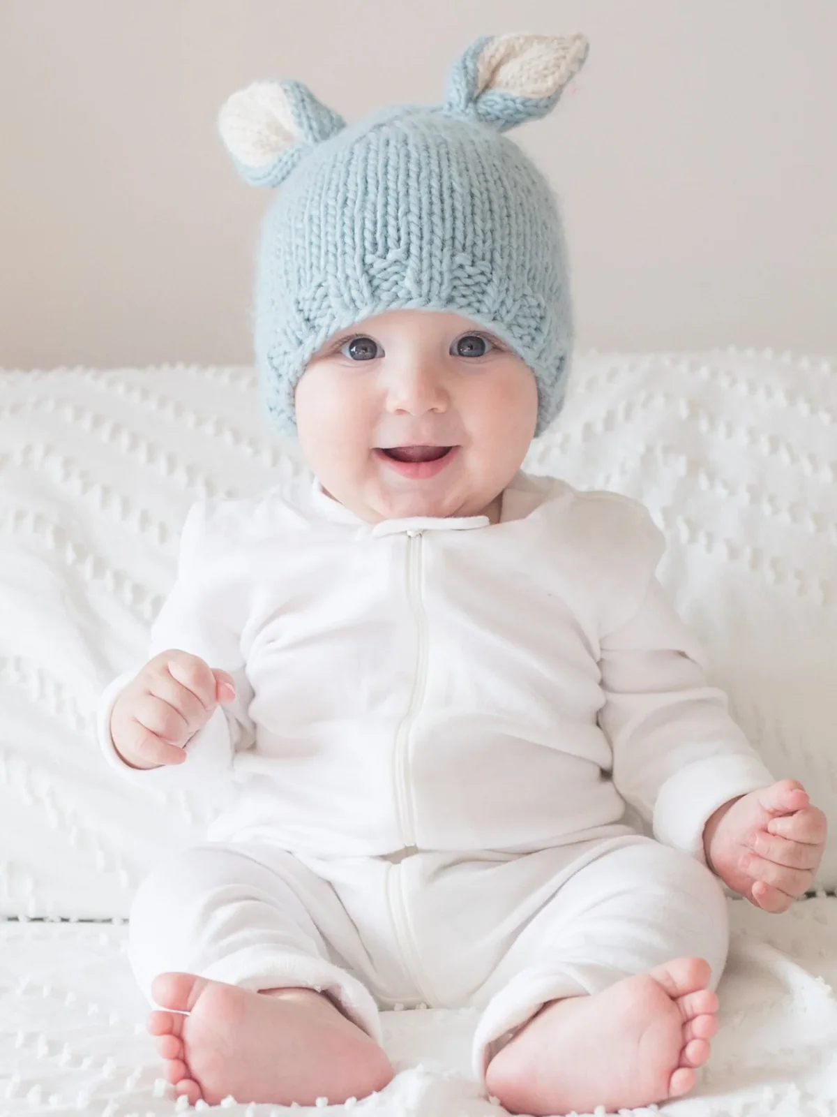 Knit Bunny Hat, Blue - Image 3