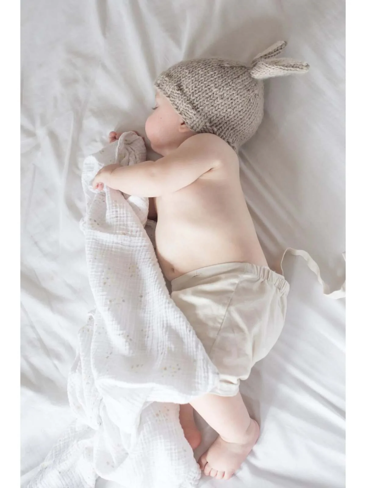Knit Bunny Hat, Pebble - Image 3