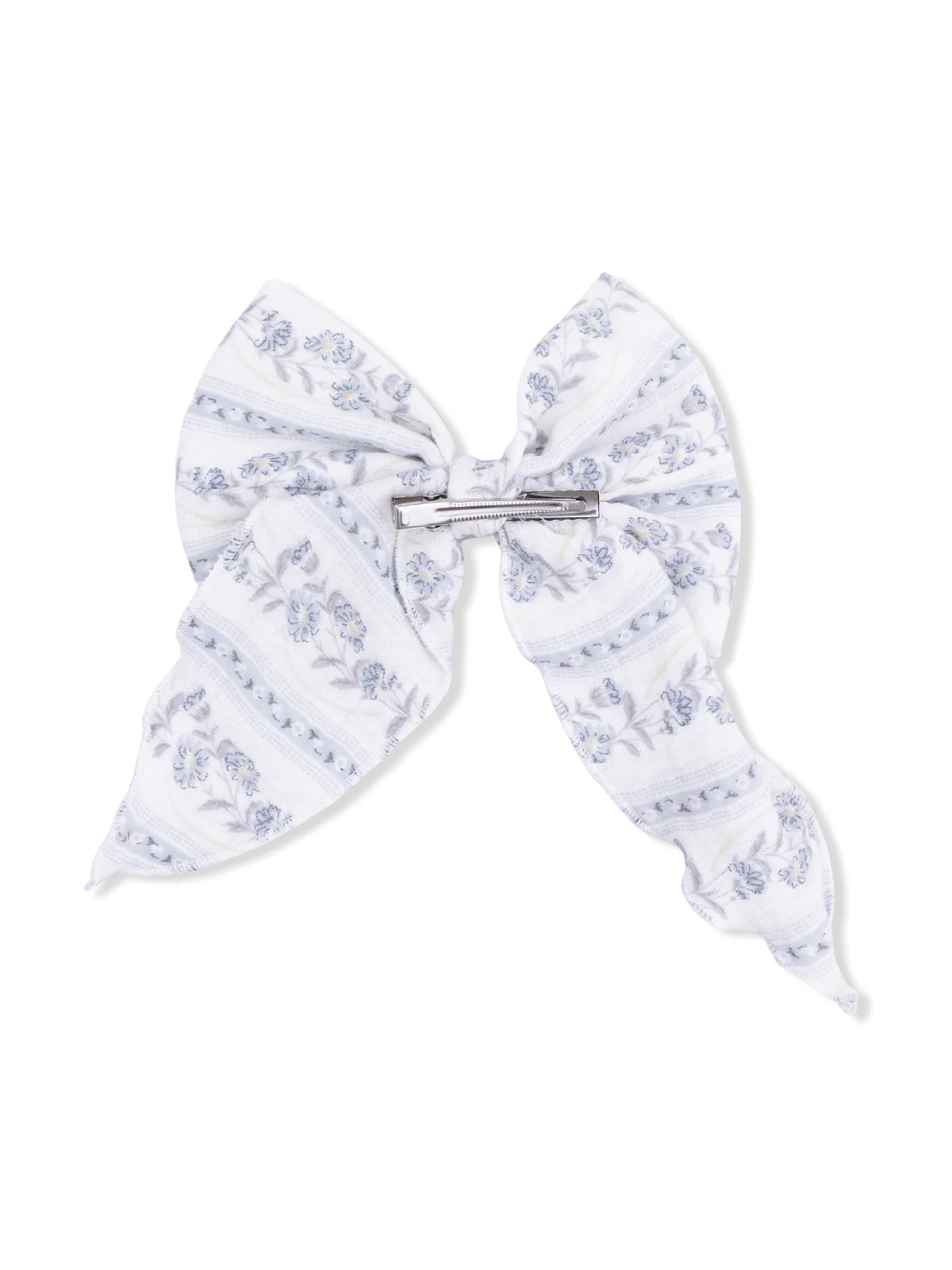 Large Bow Hair Clip, Kimberly Floral Stripe - Image 2
