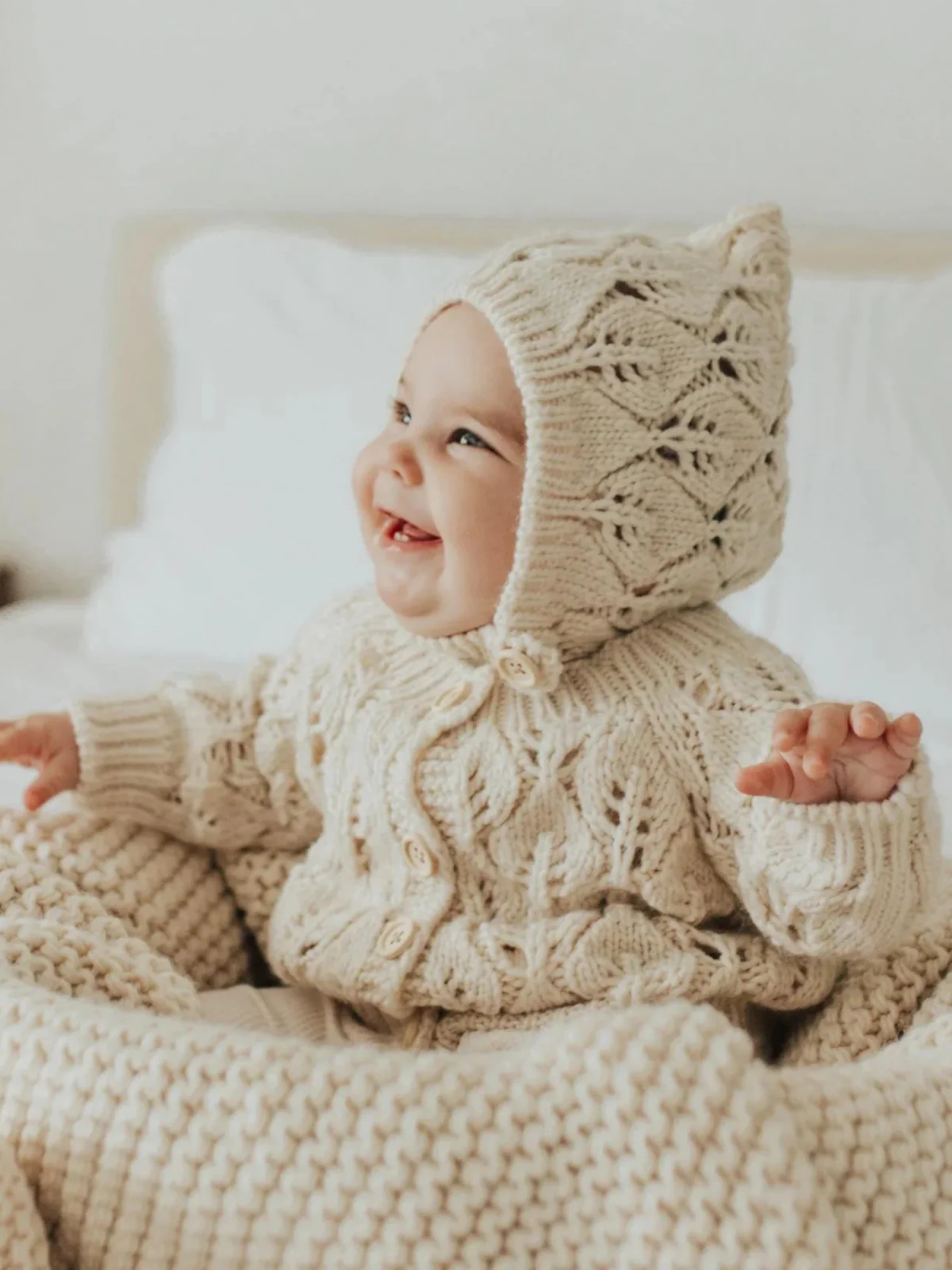 Leaf Lace Cardigan Sweater, Natural - Image 3
