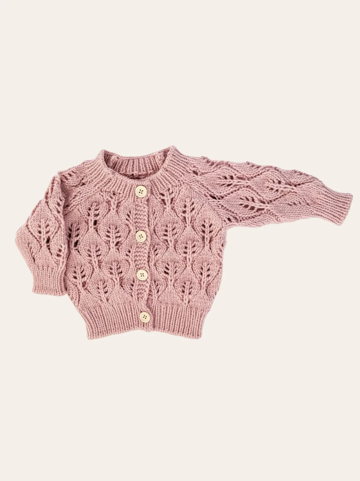 Leaf Lace Cardigan Sweater, Rosy - Image 2