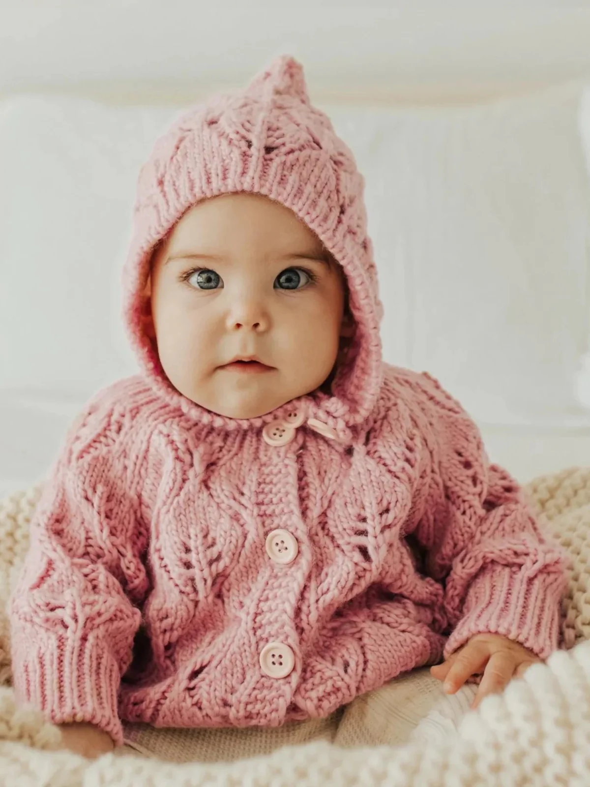 Leaf Lace Cardigan Sweater, Rosy - Image 3