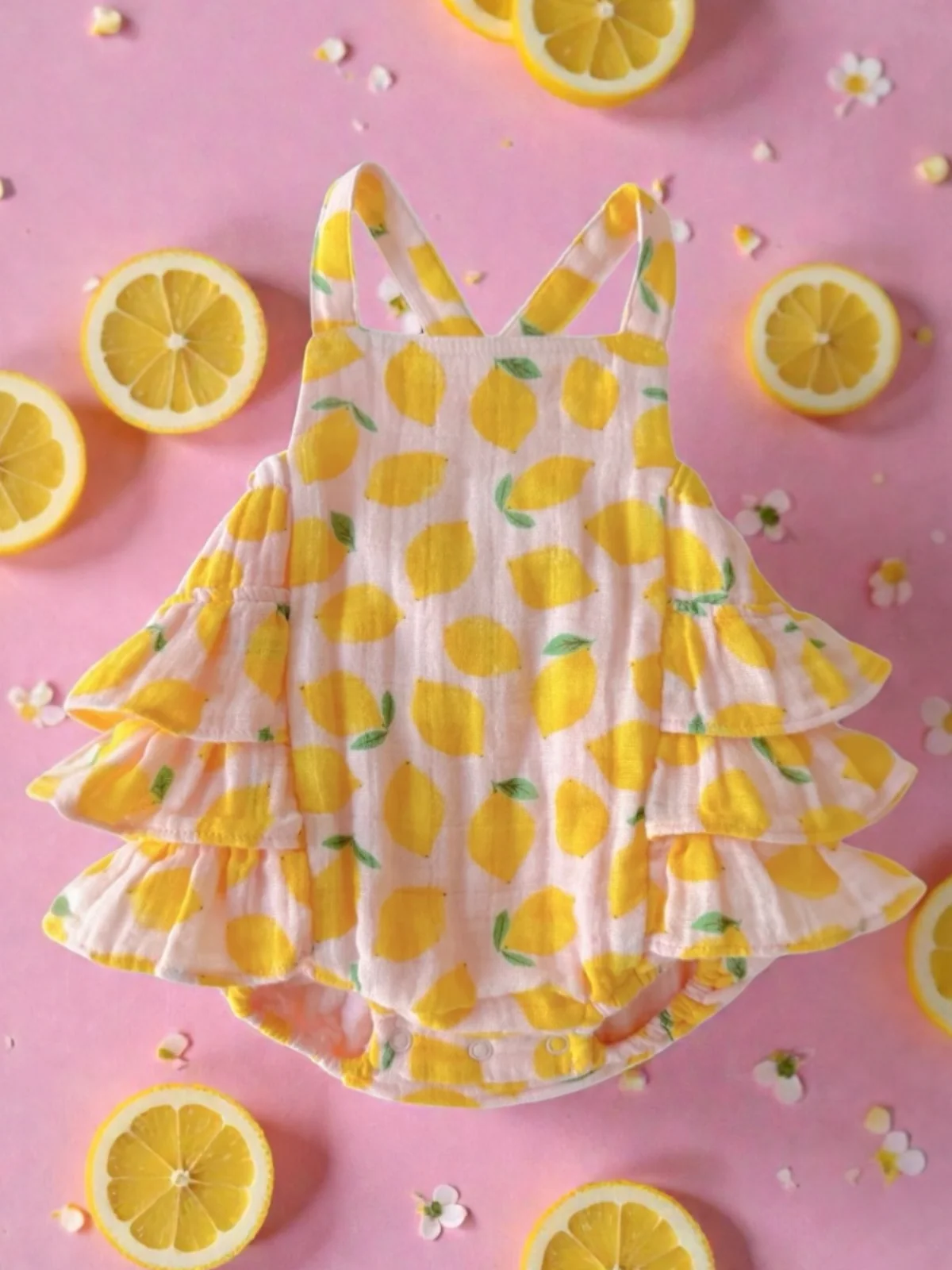 Lemon Sorbet / Muslin Ruffle Sunsuit - Image 3