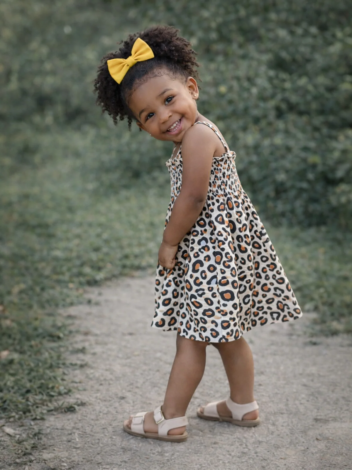 Leopard / Muslin Smocked Tube Dress - Image 3