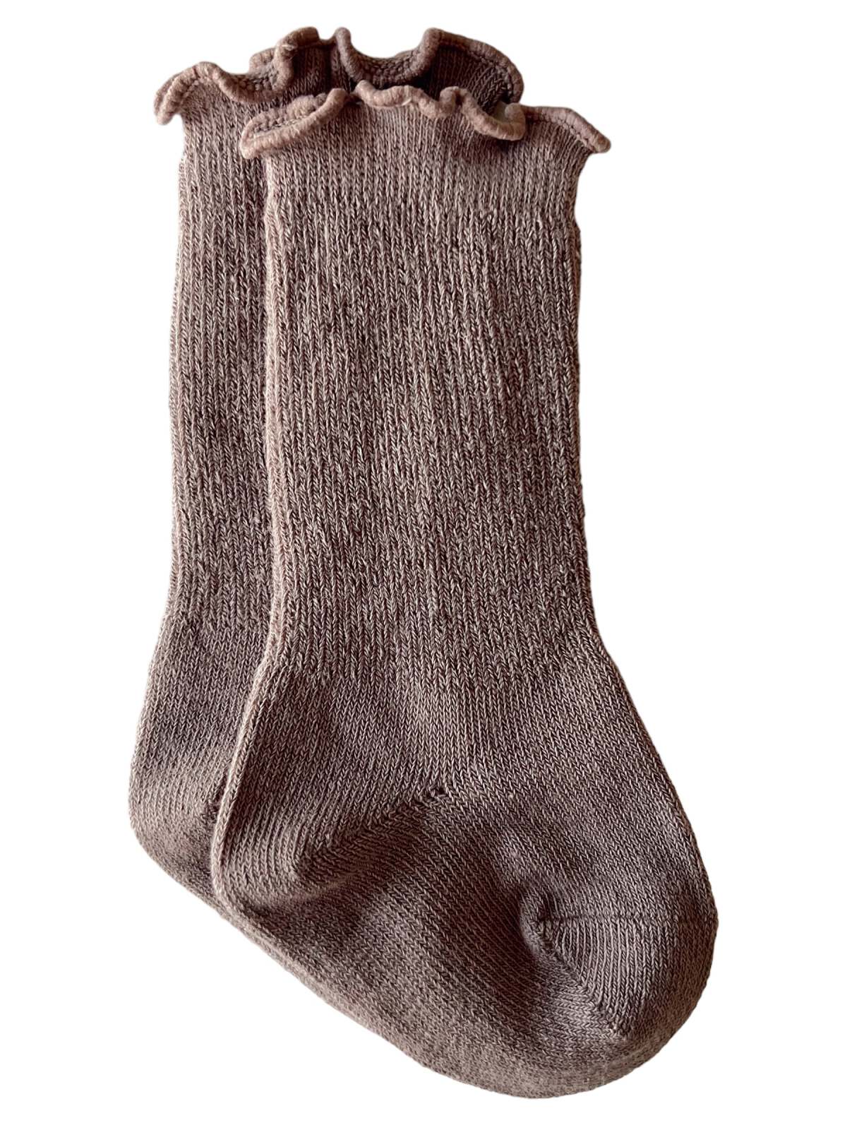 Lettuce Edge Socks, Light Brown