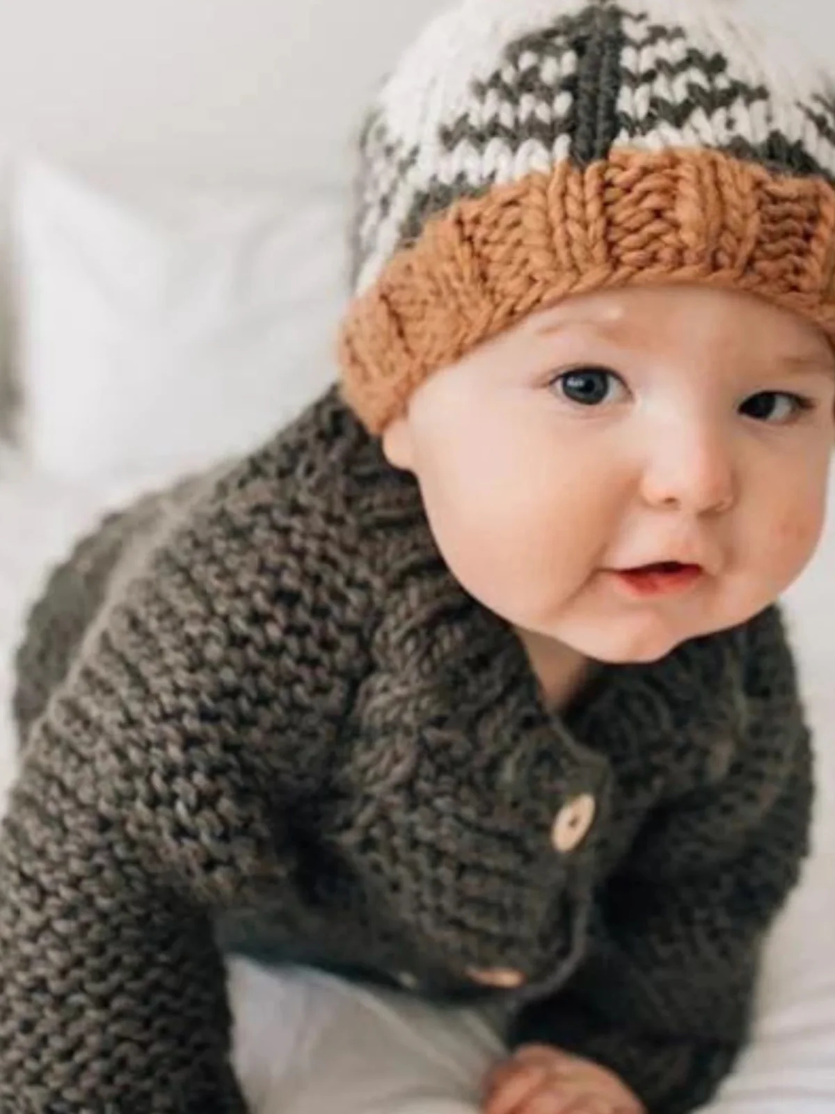 Garter Stitch Cardigan Sweater, Loden - Image 3