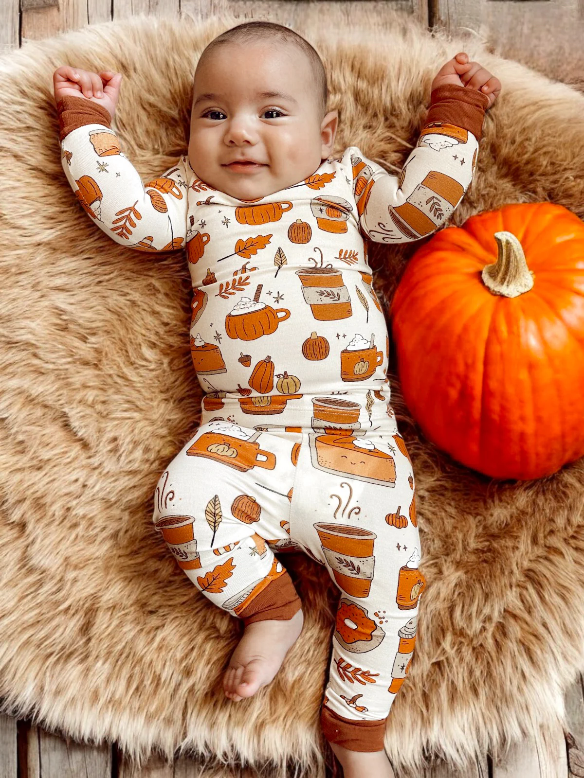 Long Sleeve 2-Piece Set, Pumpkin Spice Latte
