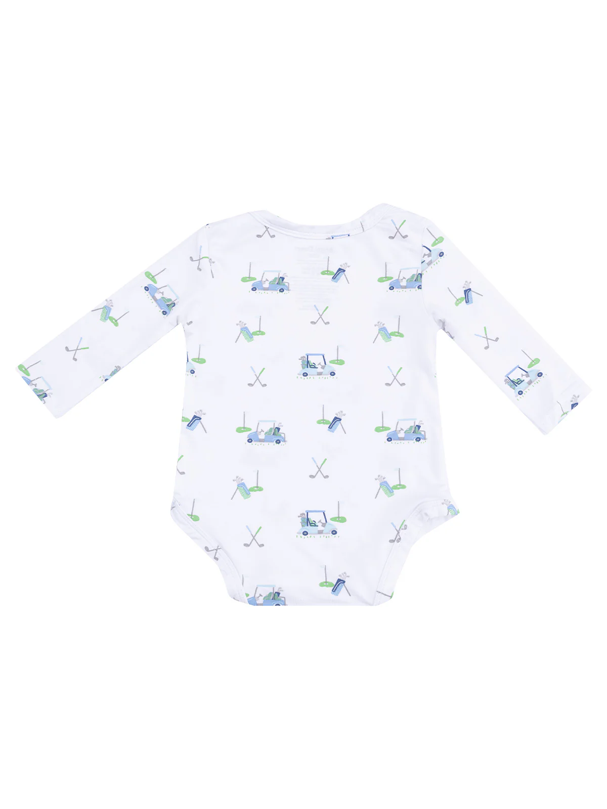 Long Sleeve Bodysuit, Baby Golf Carts Blue - Image 2