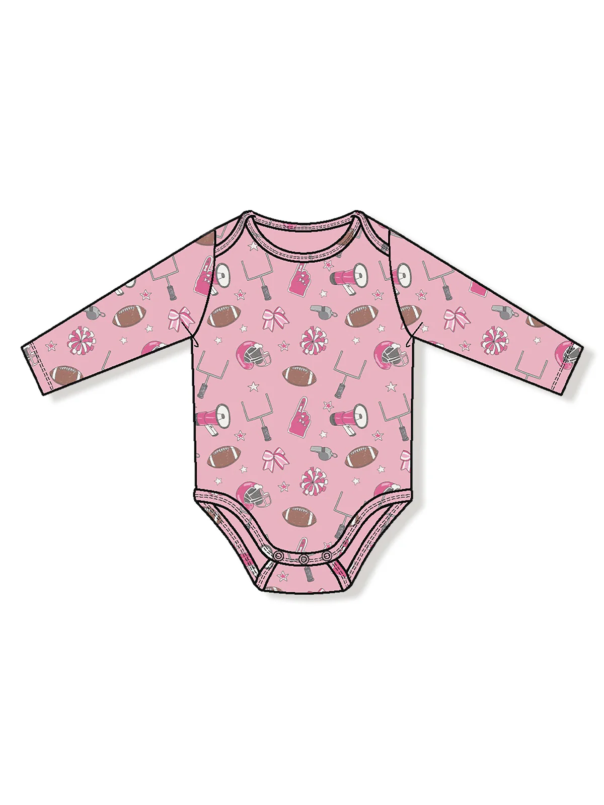 Long Sleeve Bodysuit, Game Day Pink