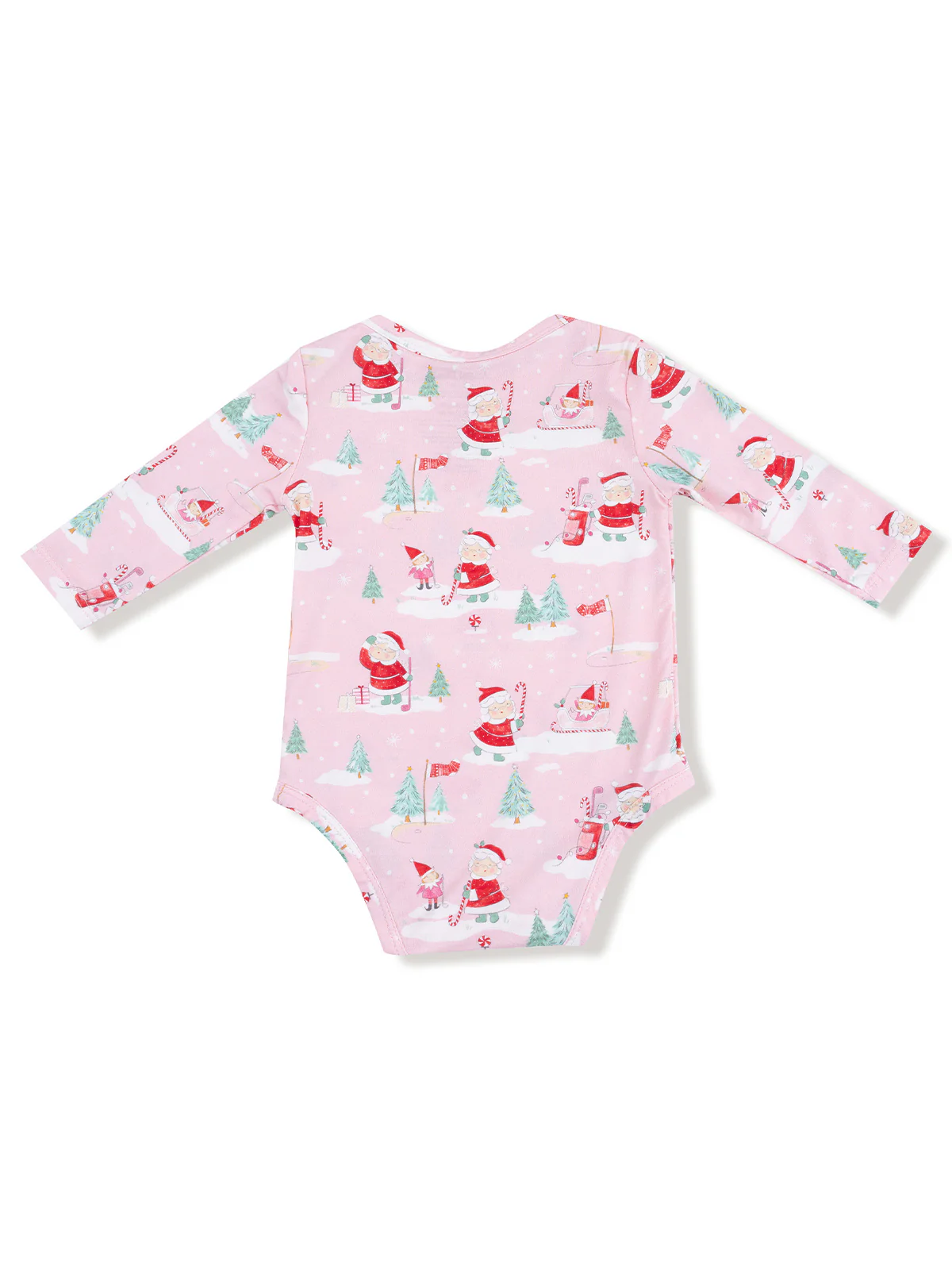 Long Sleeve Bodysuit, Golfing Mrs. Claus and Elves - Image 2
